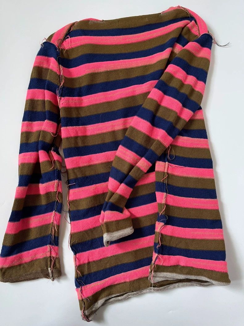 Y's Y's Upside-down striped fur-trimmed sweater Size US M / EU 48-50 / 2 - 9 Thumbnail