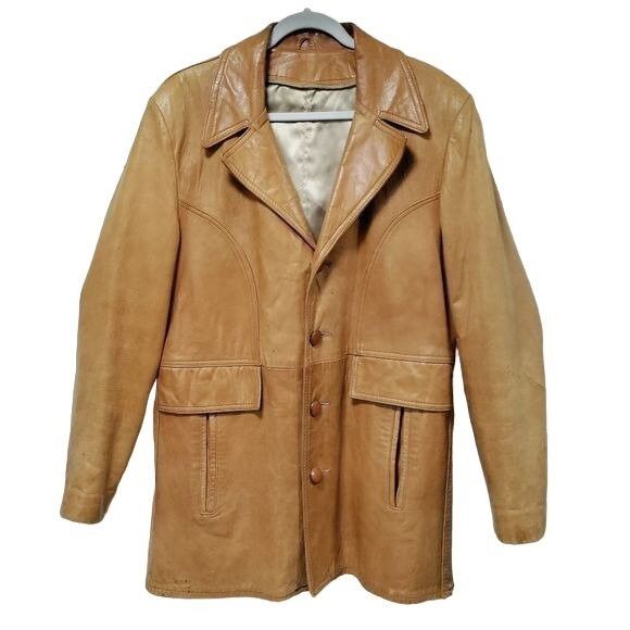 Vintage Vintage 70's Mens Butter Soft Tan Leather Blazer M Size US M / EU 48-50 / 2 - 1 Thumbnail