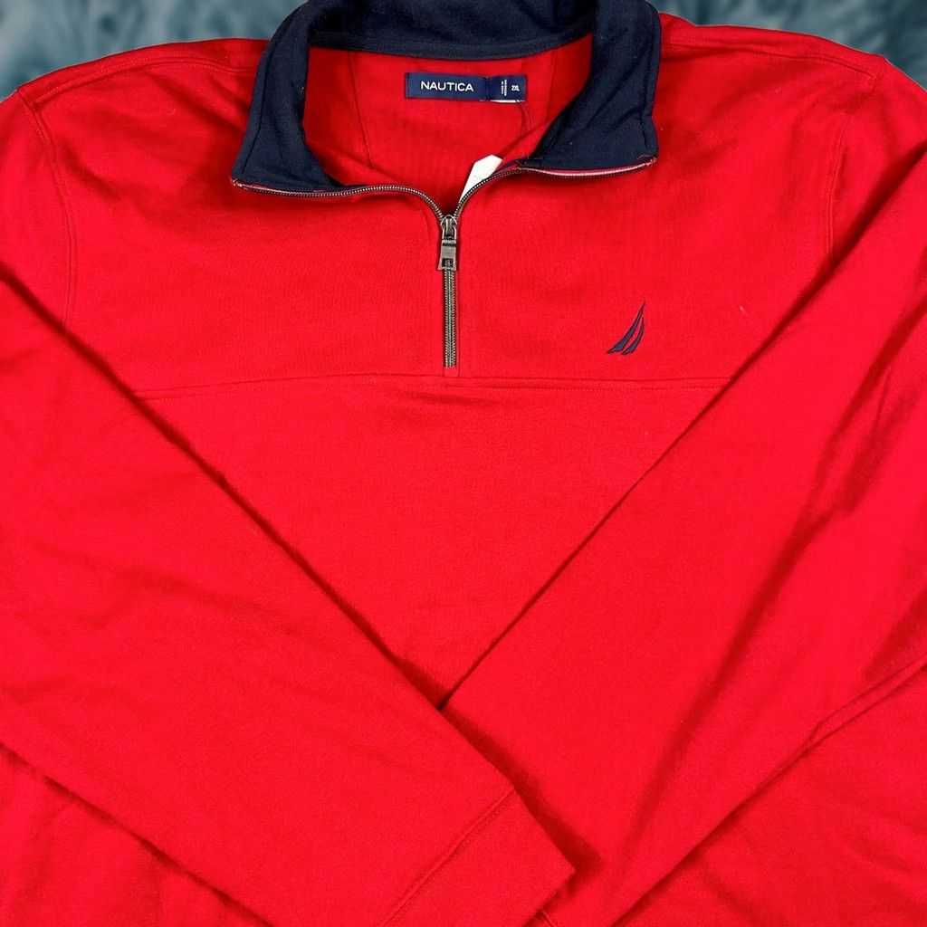 Nautica Nautica Sweatshirt 1/4 Zip Pullover Mens 2XL Red Coastal Preppy NEW Size US XXL / EU 58 / 5 - 1 Thumbnail