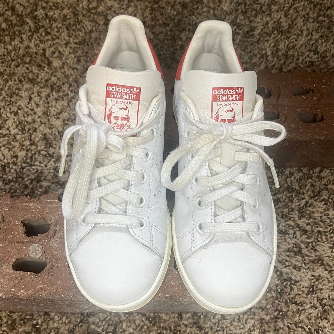 Adidas adidas Stan Smith Leather Trainer Shoes Off White/Red Mens 5 Size US 6.5 / IT 36.5 - 5 Thumbnail
