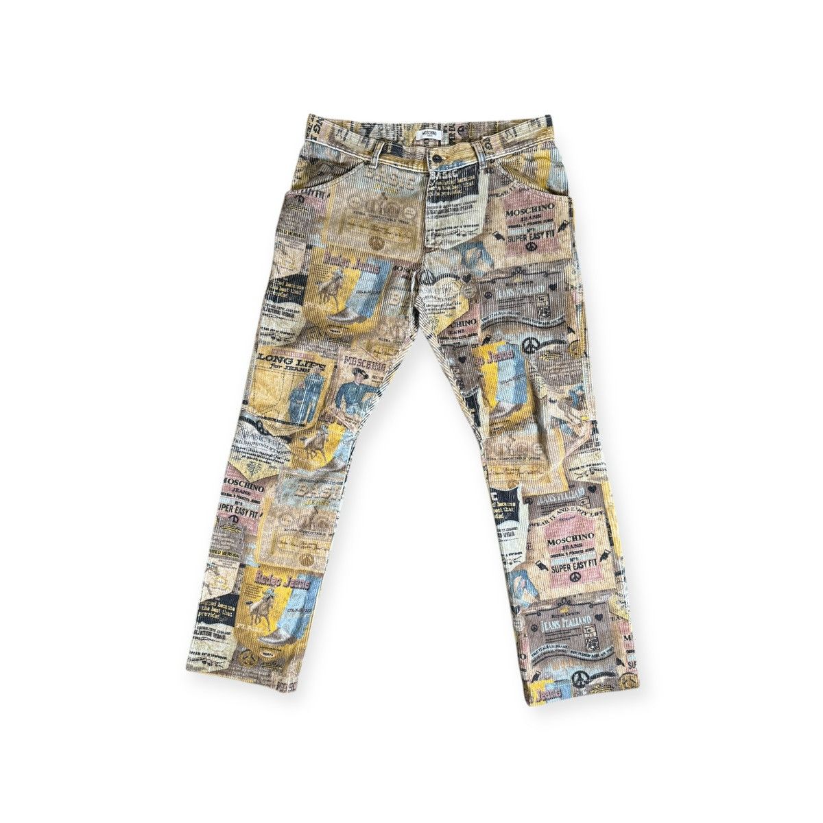 Moschino Moschino Jeans Newspaper Print Corduroy Pants Rare Size US 32 / EU 48 - 1 Thumbnail