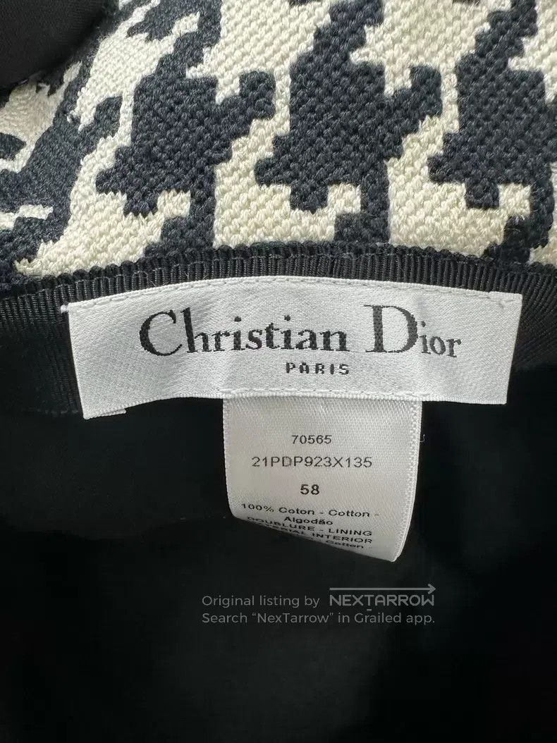 Dior Dior Size 58 Black and white color-blocked bird check embro Size ONE SIZE - 4 Thumbnail