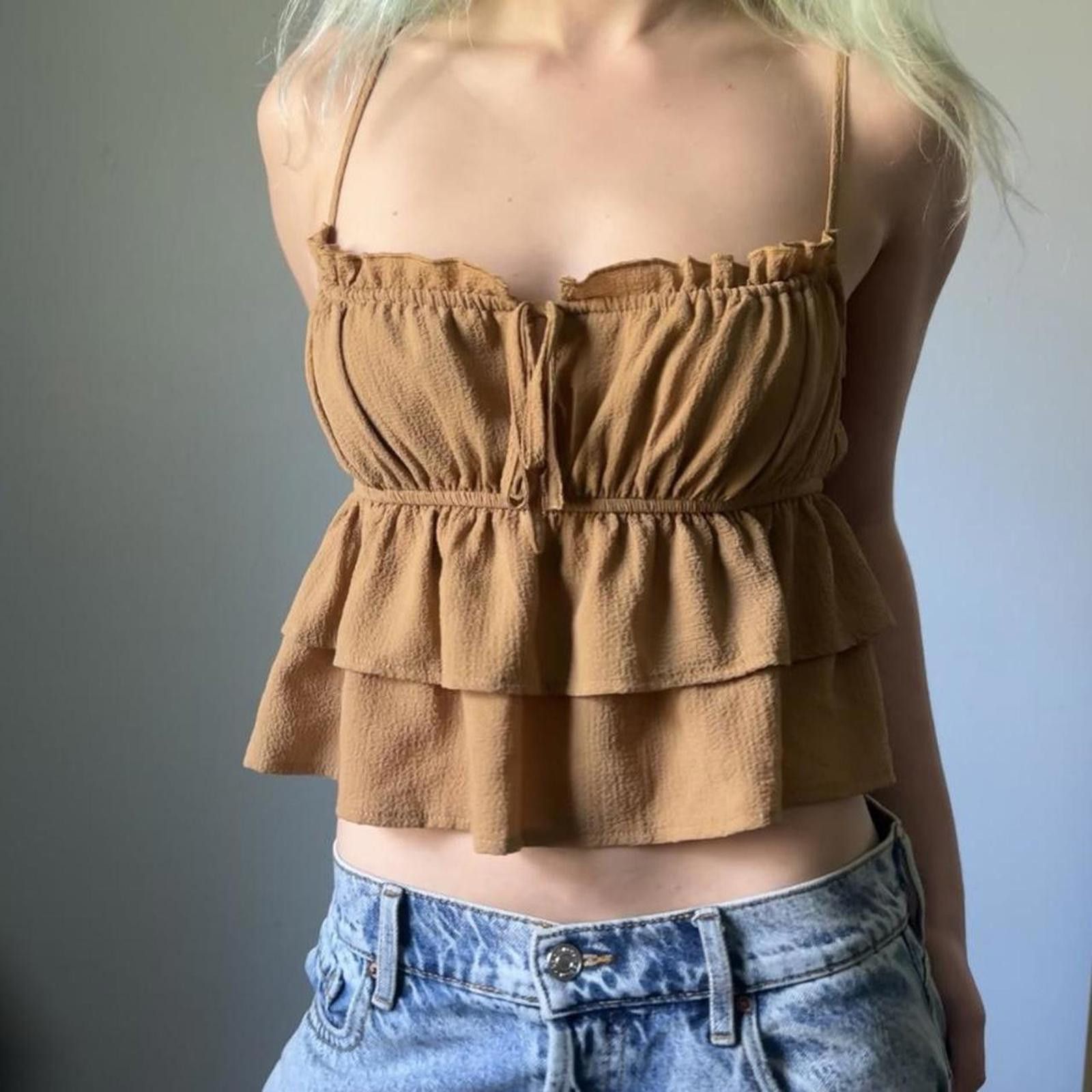 Other Camel brown ruffle tank top Size S / US 4 / IT 40 - 2 Thumbnail