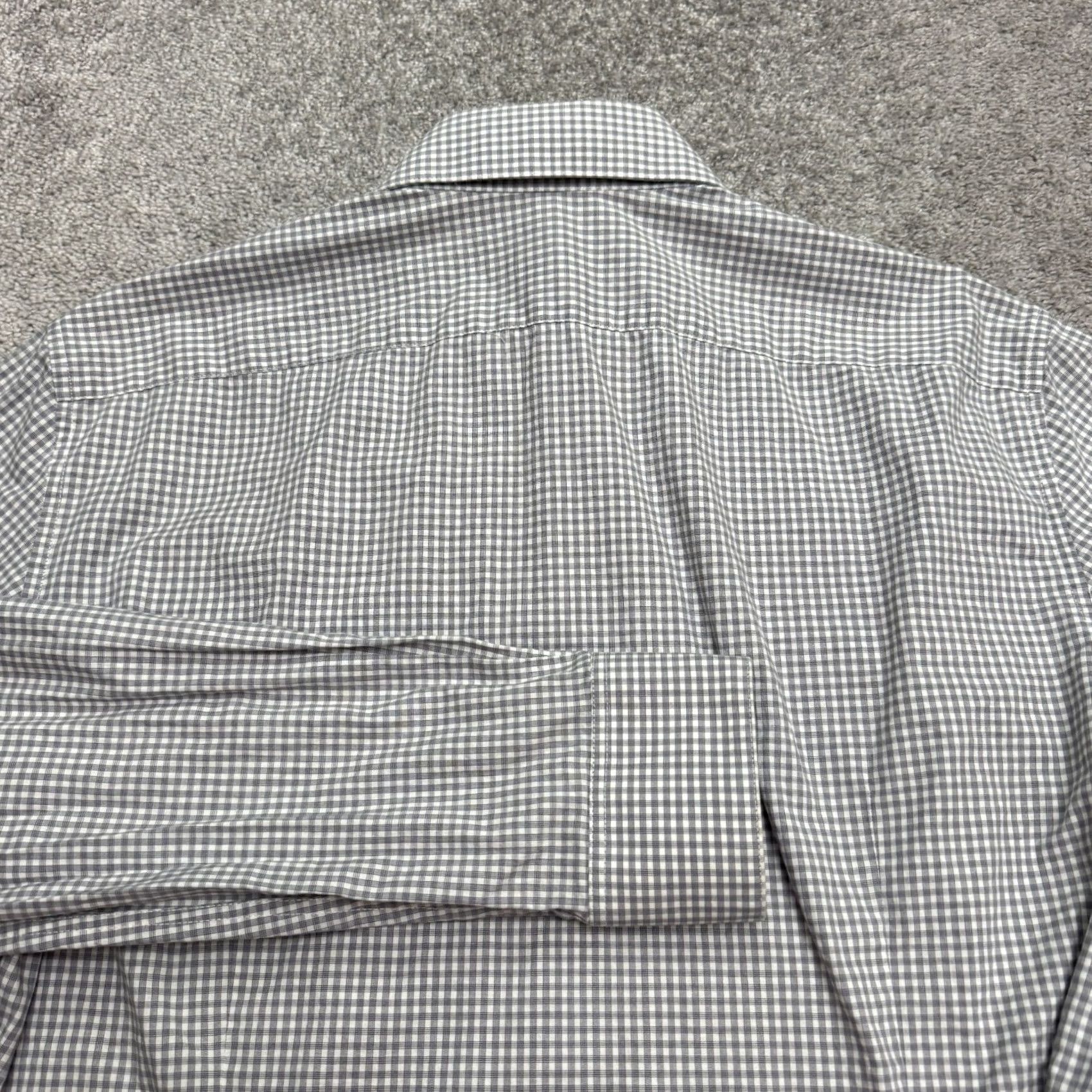 John Varvatos John Varvatos Mens Gray White Check Gingham Dress Shirt USA Modern Fit Top 15.5 Size US L / EU 52-54 / 3 - 4 Thumbnail