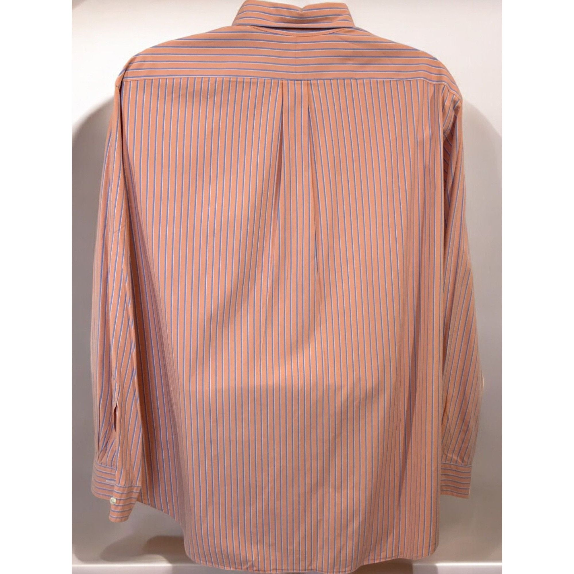 Polo Ralph Lauren Ralph Lauren Mens Classic Fit Coral Blue Striped Shirt XL Size US XL / EU 56 / 4 - 6 Thumbnail