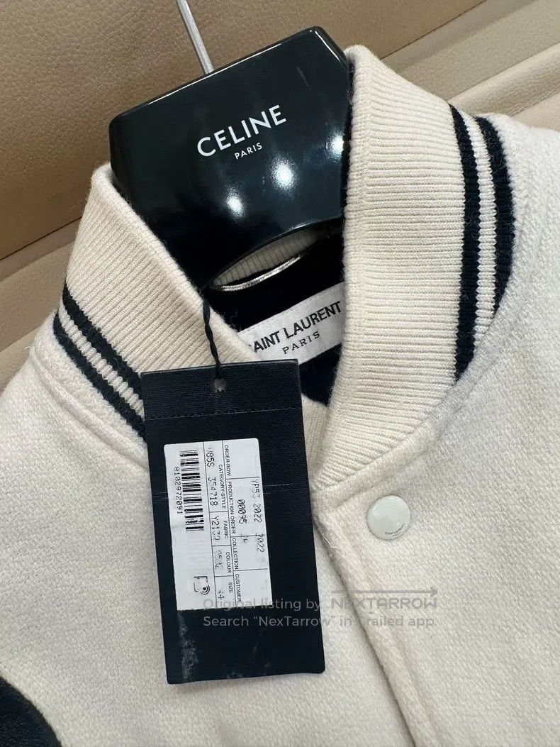 Saint Laurent Paris Saint Laurent Paris White Wool Mixed Baseball Jacket Size US S / EU 44-46 / 1 - 2 Thumbnail