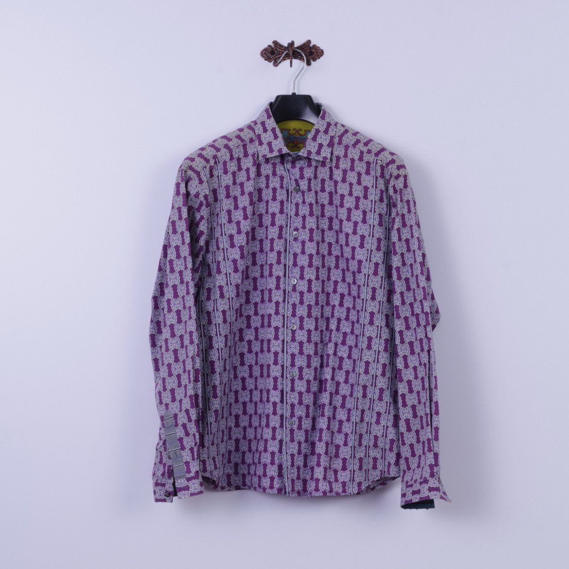 Robert Graham Robert Graham Mens XL Casual Shirt Purple Cotton 6373 Size US XL / EU 56 / 4 - 2 Thumbnail
