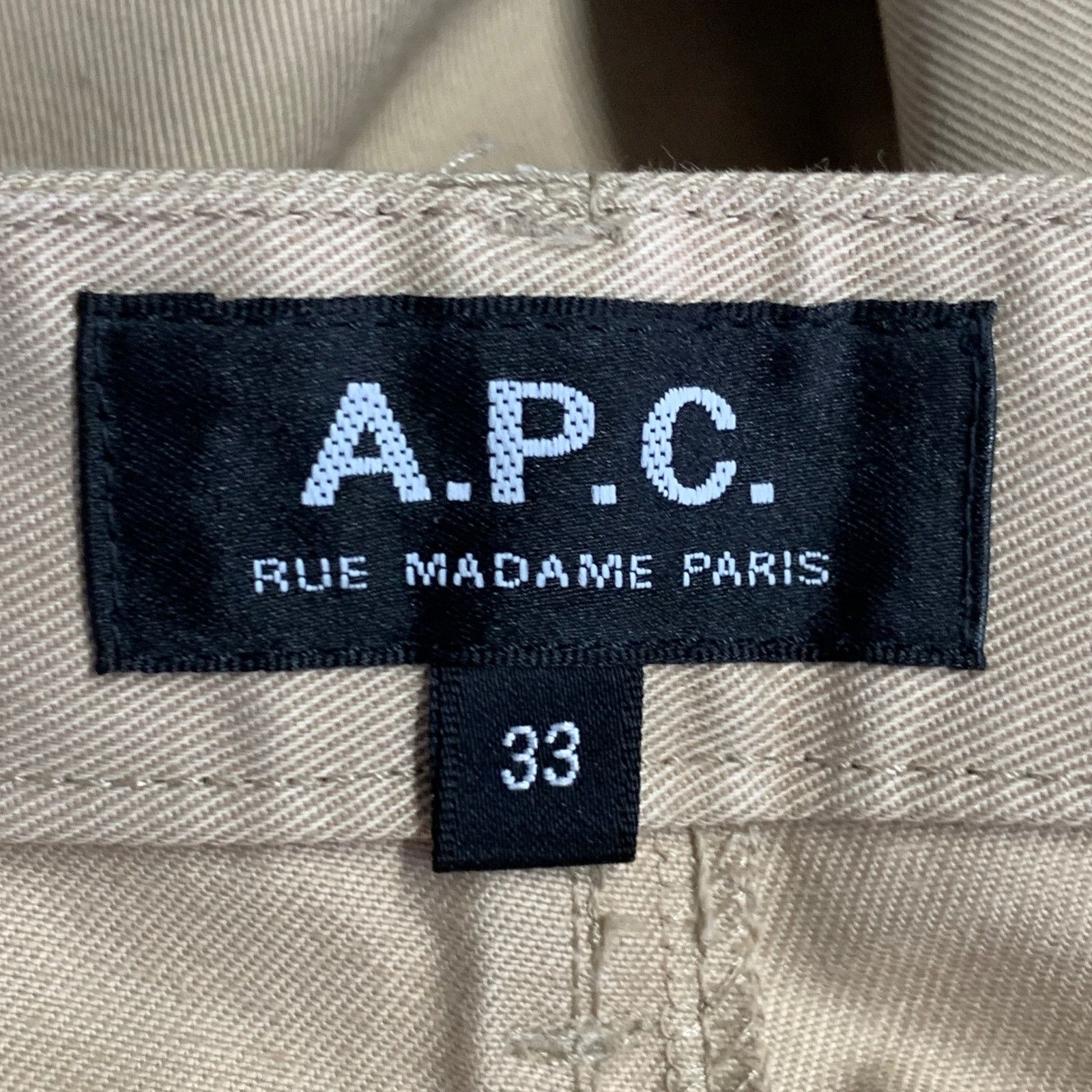 A.P.C. Size 33 Khaki Cotton Twill Flat Front Tapered Casual Pants Size US 33 - 3 Thumbnail
