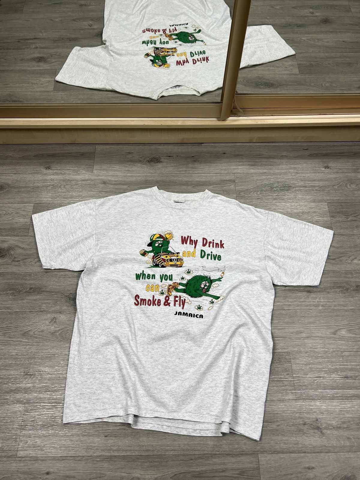 Other Vintage USA 90s Oneita Power-T Smoke & Fly Jamaica Shirt XL Size US XL / EU 56 / 4 - 1 Thumbnail