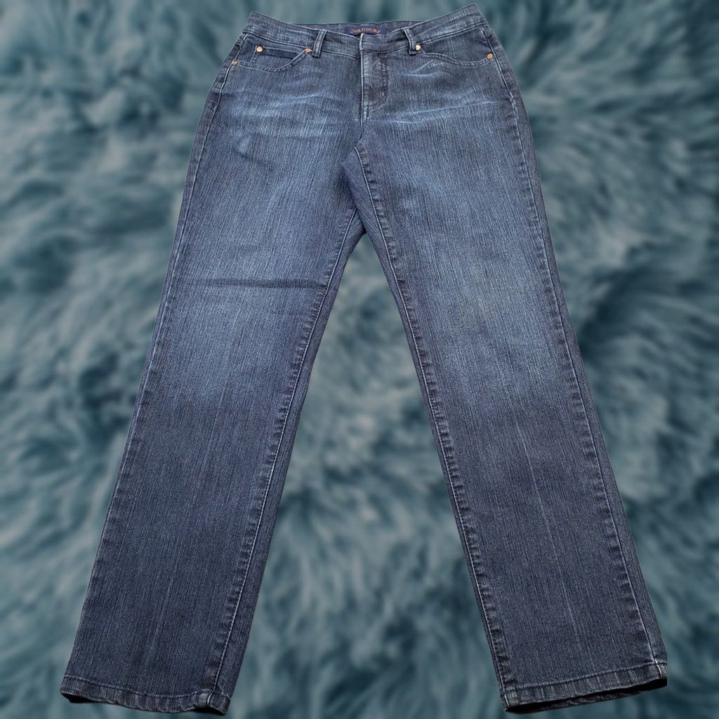 Denime Jeanstar Straight Jeans Womens Size 8 Blue Denim Stretch Comfort 5-Pocket Boho Whiskered Jeans Women 8 Blue Denim Stretch Comfort Regular Fit Size 30" / US 8 / IT 44 - 1 Thumbnail