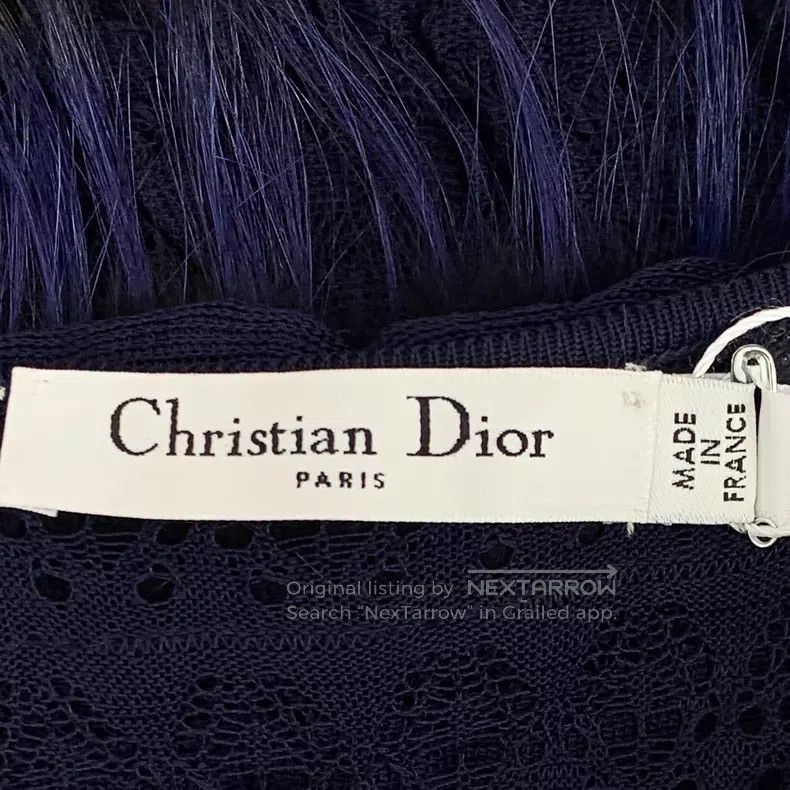Dior Dior Dark blue fox fur round neck sleeveless dress Size S / US 4 / IT 40 - 5 Thumbnail