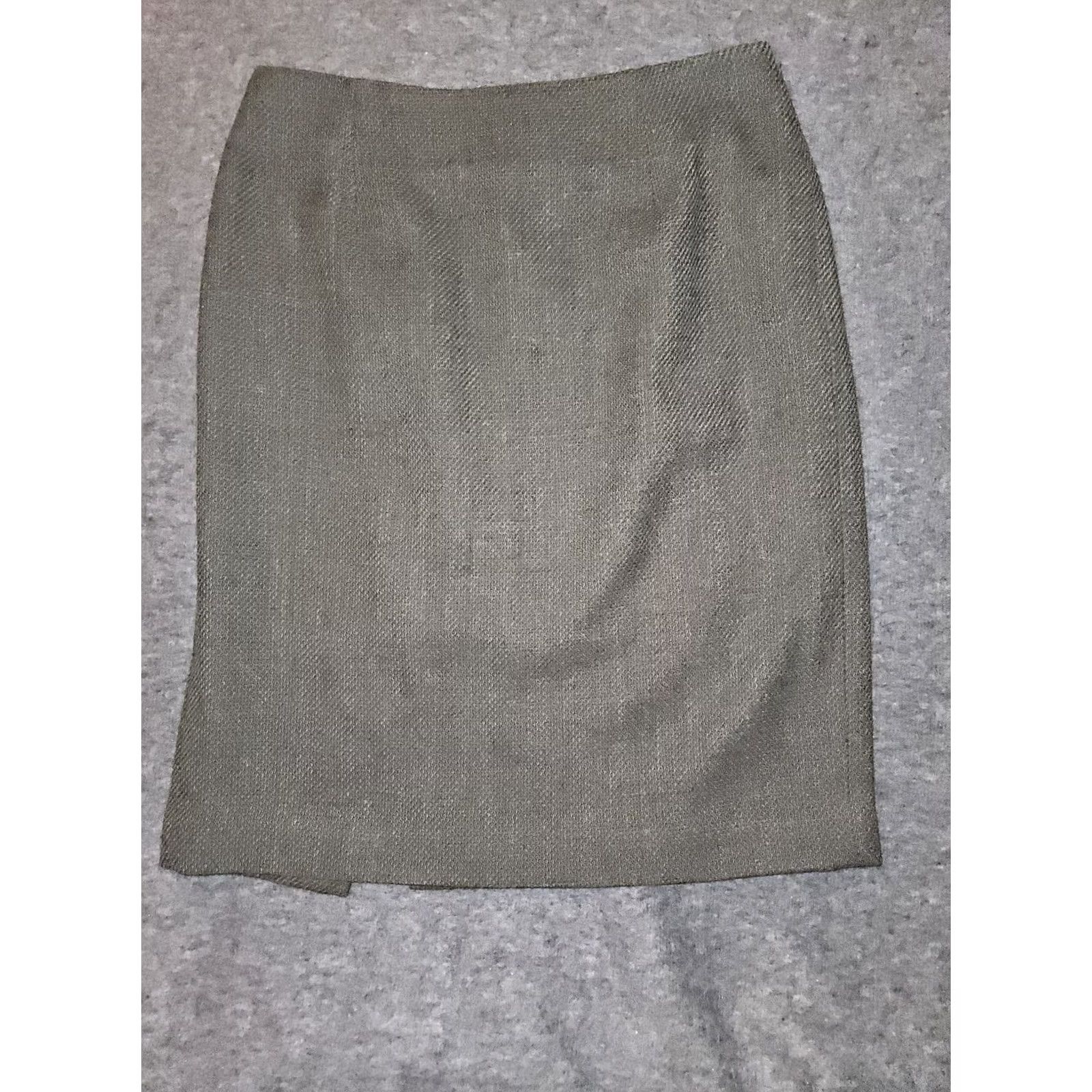 Ann Taylor VINTAGE Ann Taylor Wool Pencil Skirt Women's 6P Olive Lined Slit Side Zipper Workwear Size 28" / US 6 / IT 42 - 2 Thumbnail