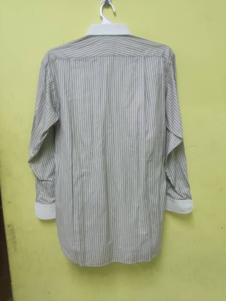 Alfred Dunhill Dunhill man's khaki cotton striped shirt long sleeve Size US L / EU 52-54 / 3 - 7 Thumbnail