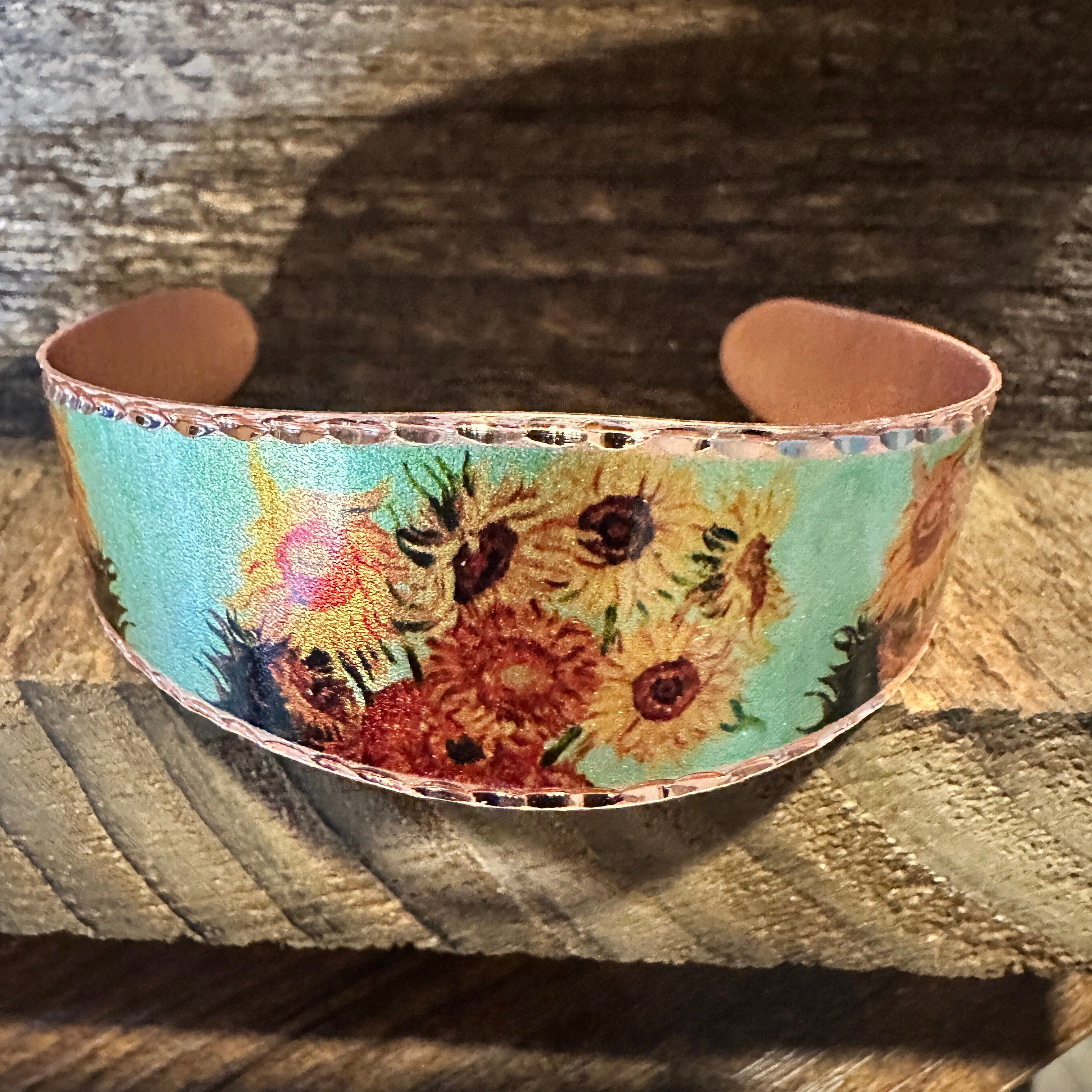 Other Handmade Boho Copper Wide Cuff Bracelet, Diamond Cut Van Gog Size ONE SIZE - 7 Thumbnail