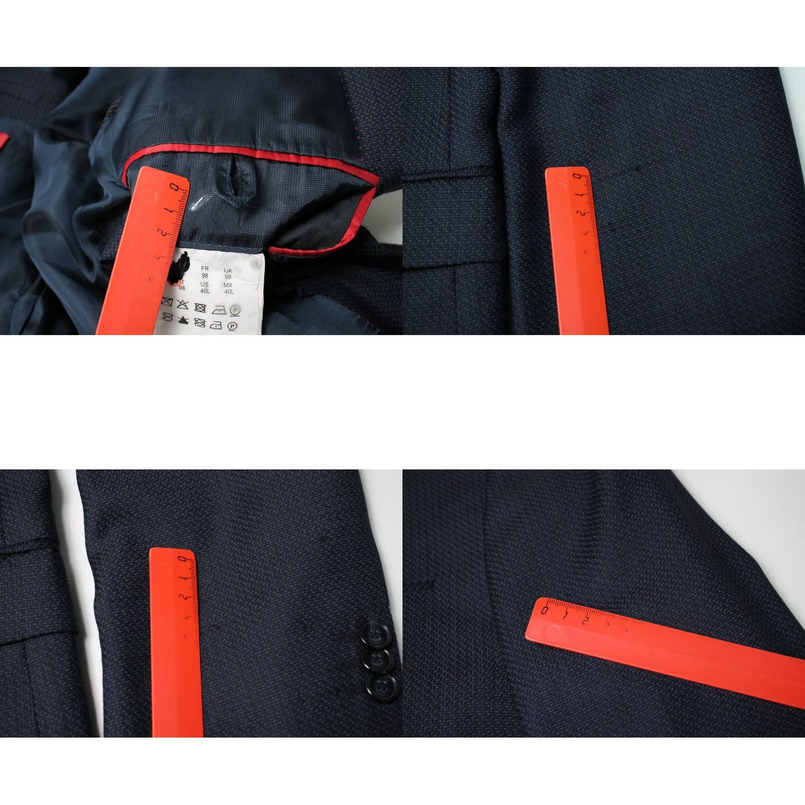 Hugo Boss HUGO BOSS Blazer Arti/Hesten182 Extra Slim Soft Constructed Wool Blue Notch Lapel 2 Buttons Men US 40L Wool Blazer Size 40R - 9 Thumbnail