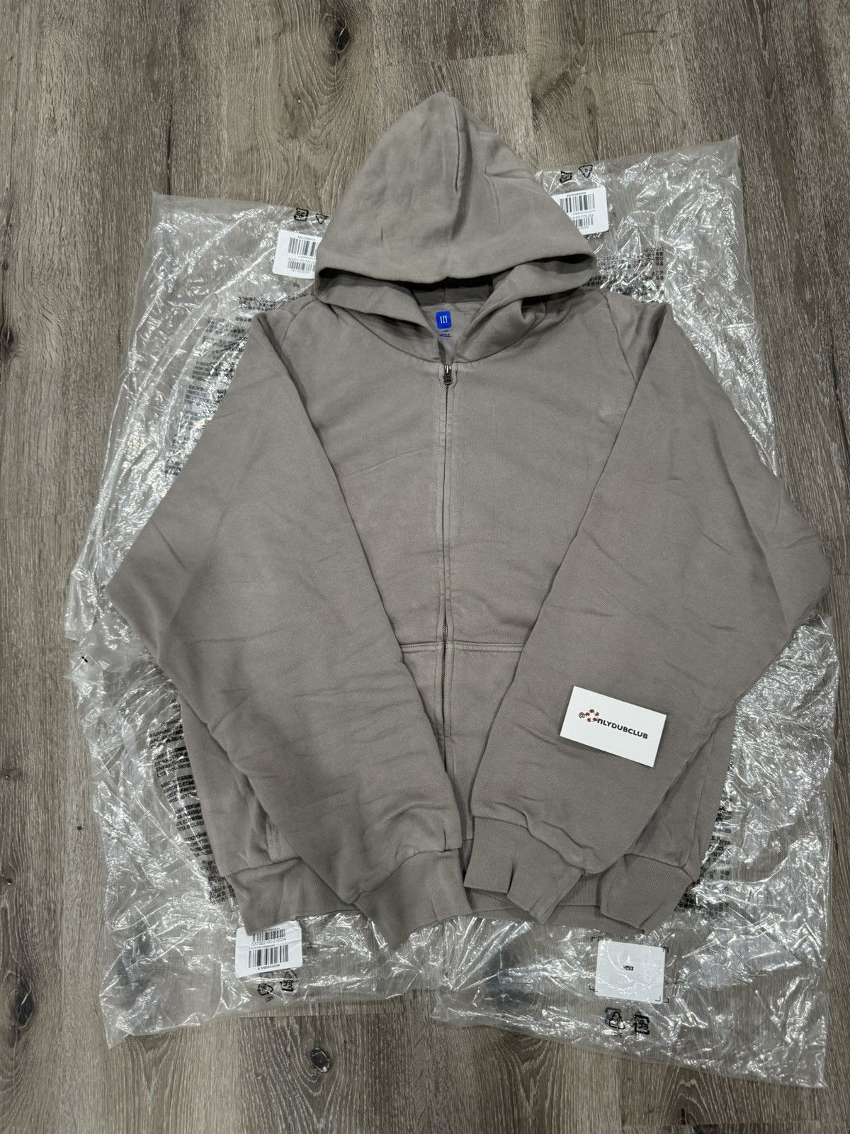 image of Yeezy X Gap Zip-Up Hoodie Light Grey Size L, Men's