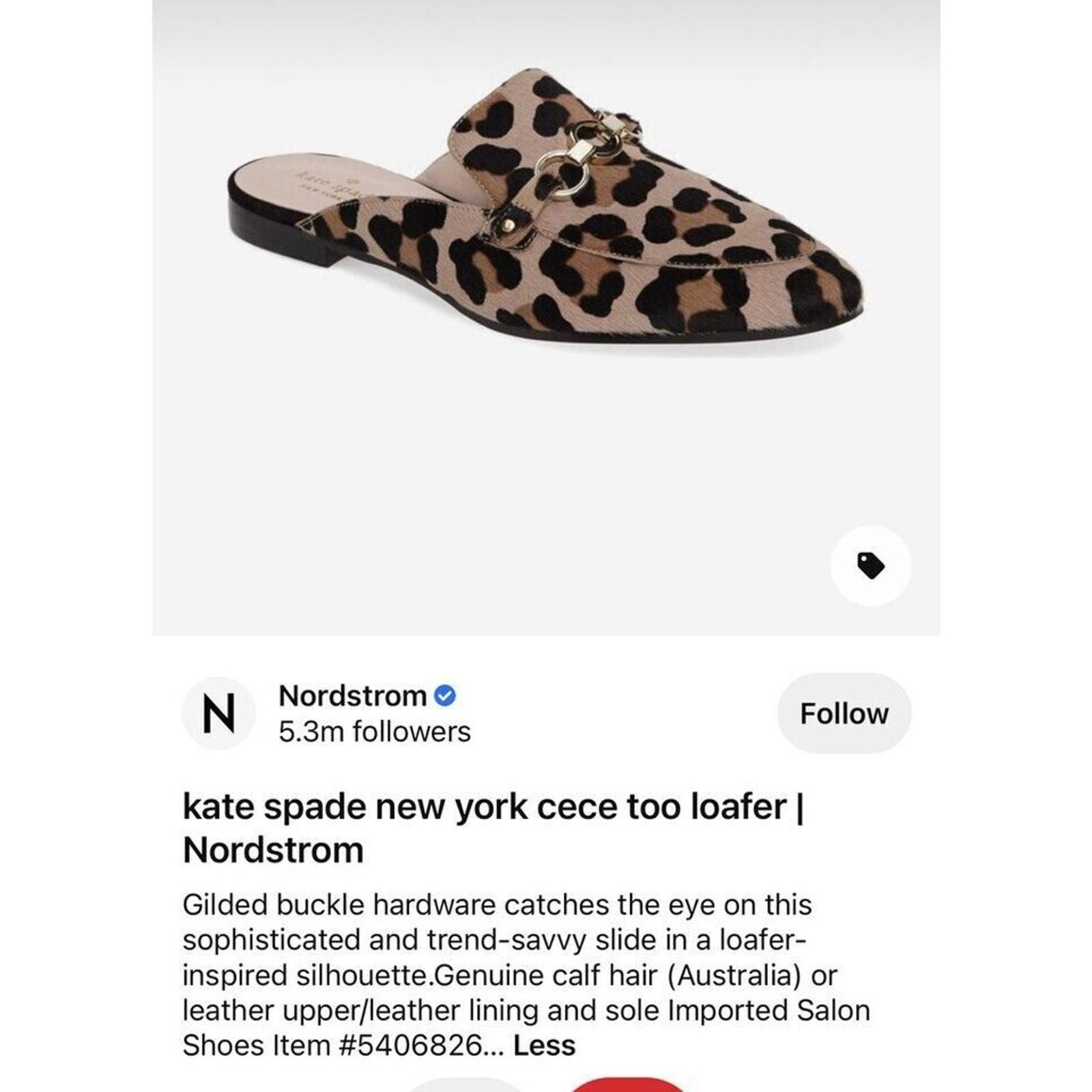 Kate Spade KATE SPADE CECE TOO LEOPARD CALF HAIR LOAFERS MULES SZ 7M Size US 7 / IT 37 - 6 Thumbnail