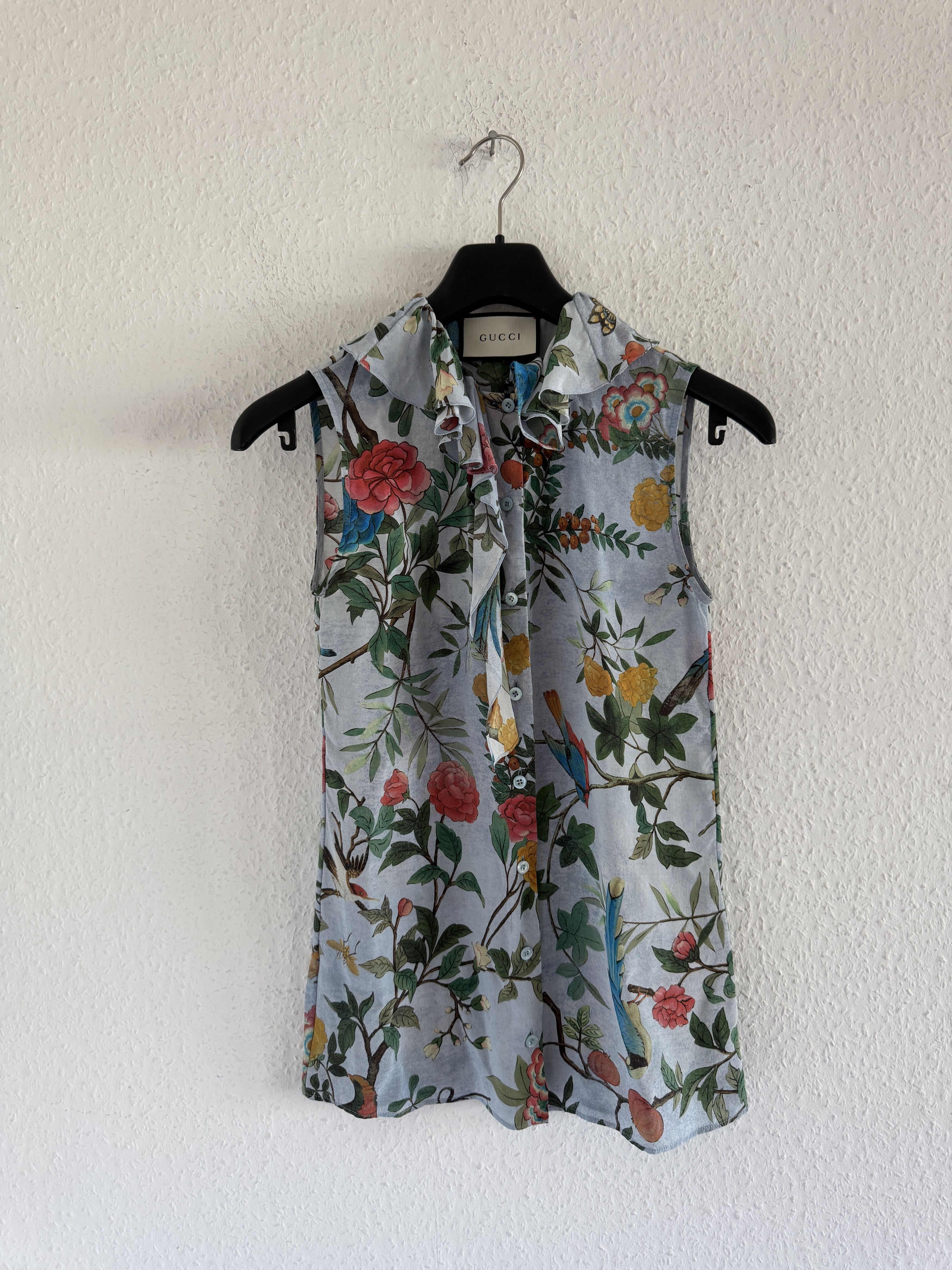 Gucci SAMPLE Floral Ruffle Silk Top Size S / US 4 / IT 40 - 1 Thumbnail