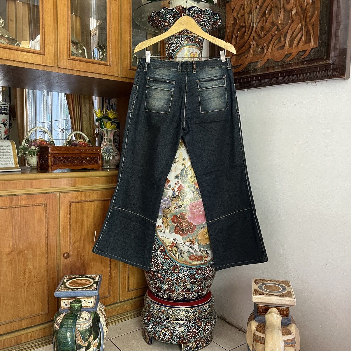 If Six Was Nine × Japanese Brand × KMRii Y2K Rifle Ultility Flared Jeans Size 33" - 4 Thumbnail