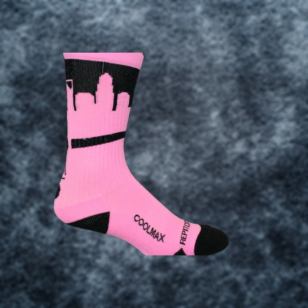 Vintage Rep It City Carolina Pink Black CoolMax Socks Mens M/L Athletic Sock Size ONE SIZE - 1 Thumbnail