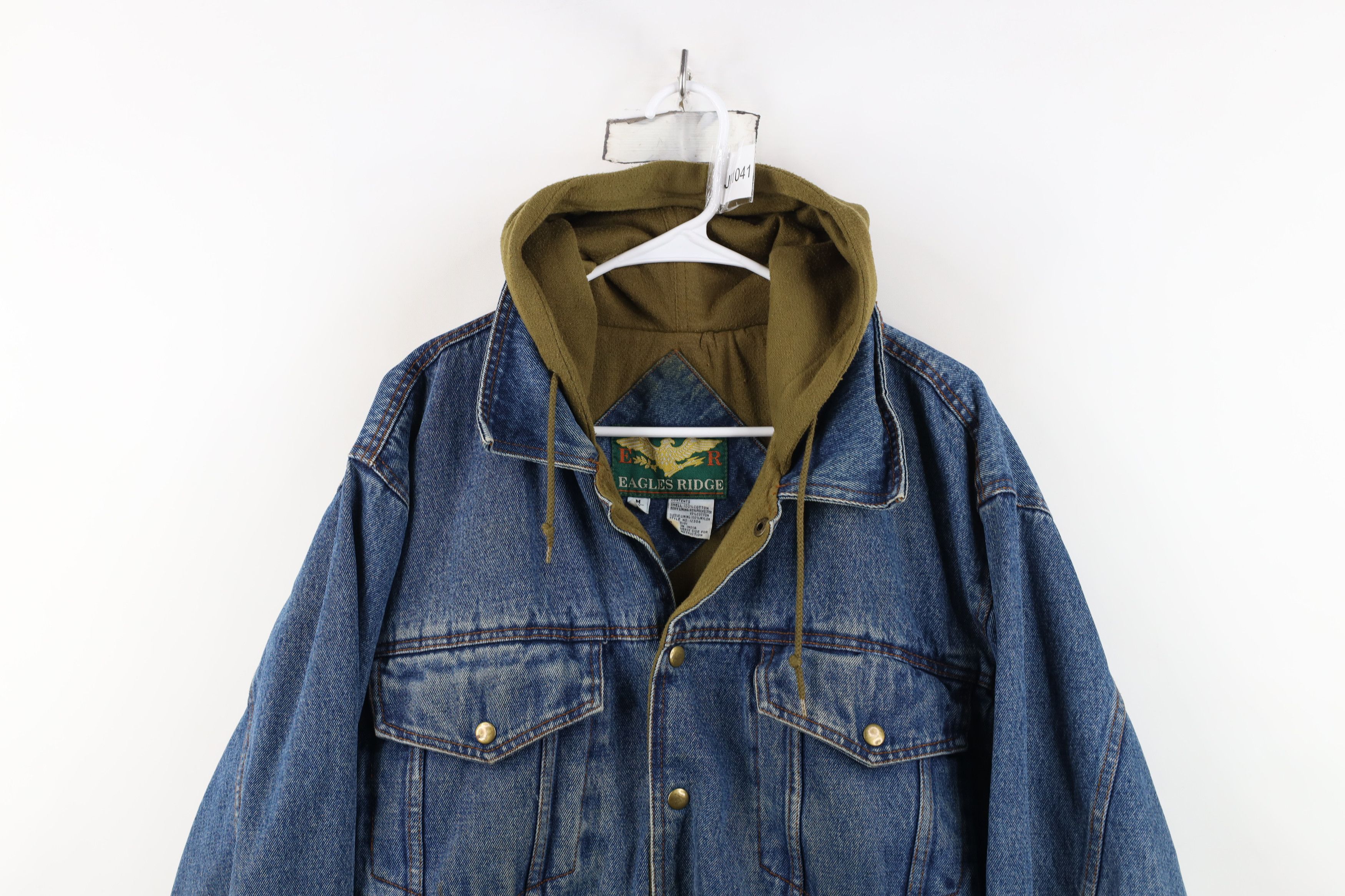 Vintage Vintage 90s Streetwear Hooded Denim Trucker Jacket Blue Size US M / EU 48-50 / 2 - 2 Thumbnail