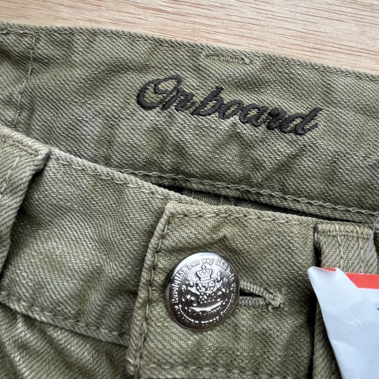 If Six Was Nine × Japanese Brand × Tornado Mart JAPANESE BRAND ON BOARD OLIVE GREEN FLARE DENIM Size US 31 - 3 Thumbnail