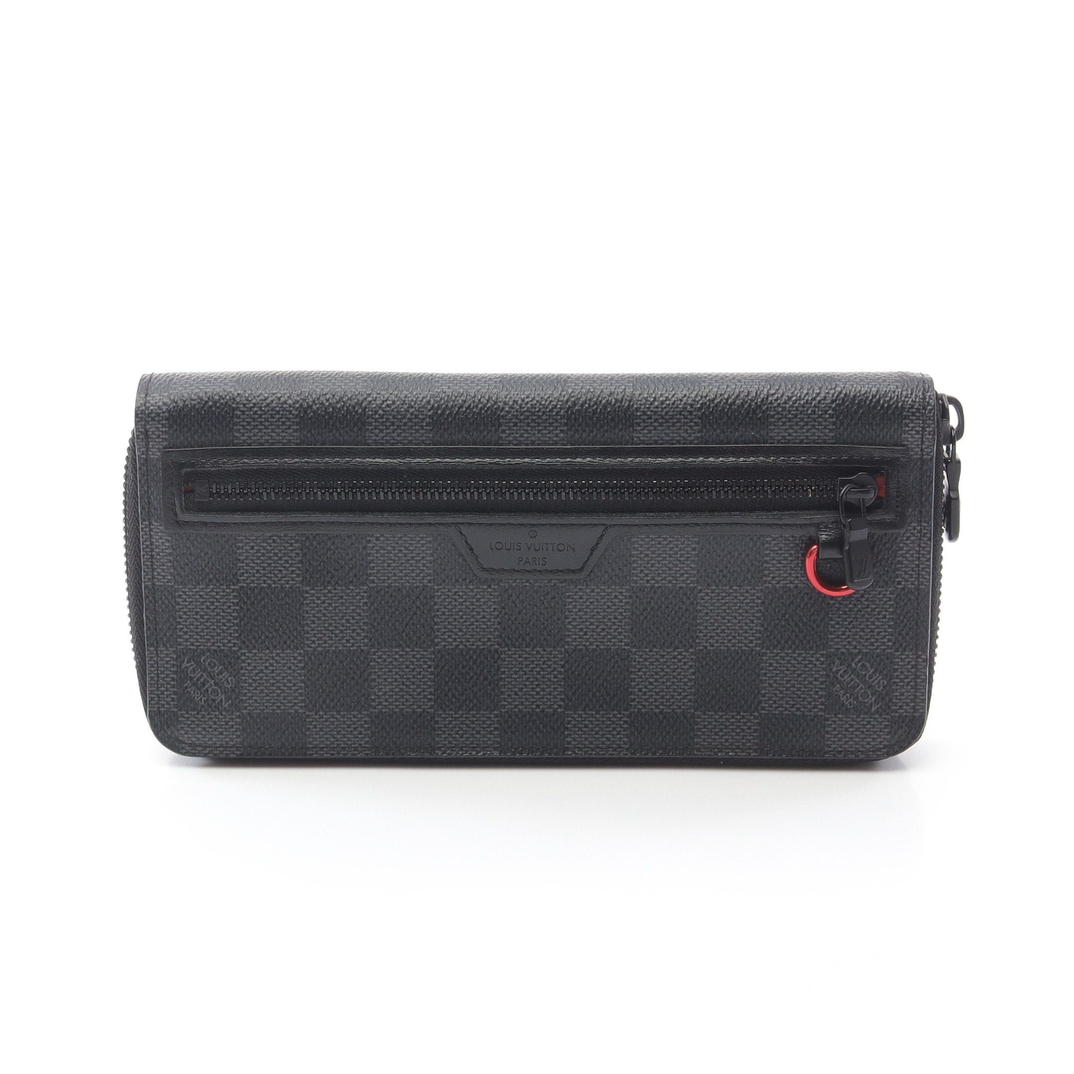 Louis Vuitton Zippy Wallet Vertical Damier Graphite Utility Round Zipper Long Leather Black