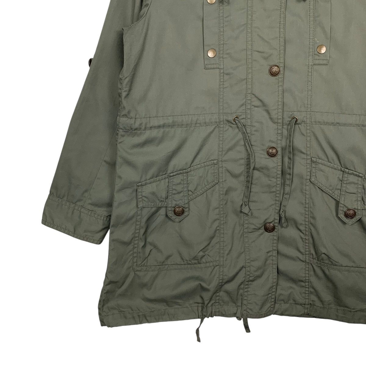 Japanese Brand ALLER BIEN Olive Green Button Parka Hoodie Jacket #2450-C110 Size US L / EU 52-54 / 3 - 3 Thumbnail