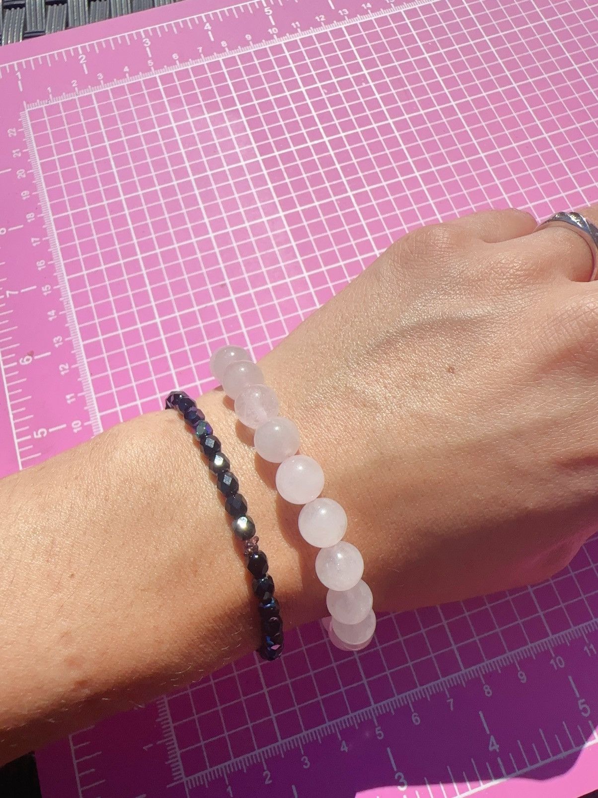 Anne Klein Anne Klein pink jade adjustable bracelet with silver lucky Size ONE SIZE - 3 Thumbnail