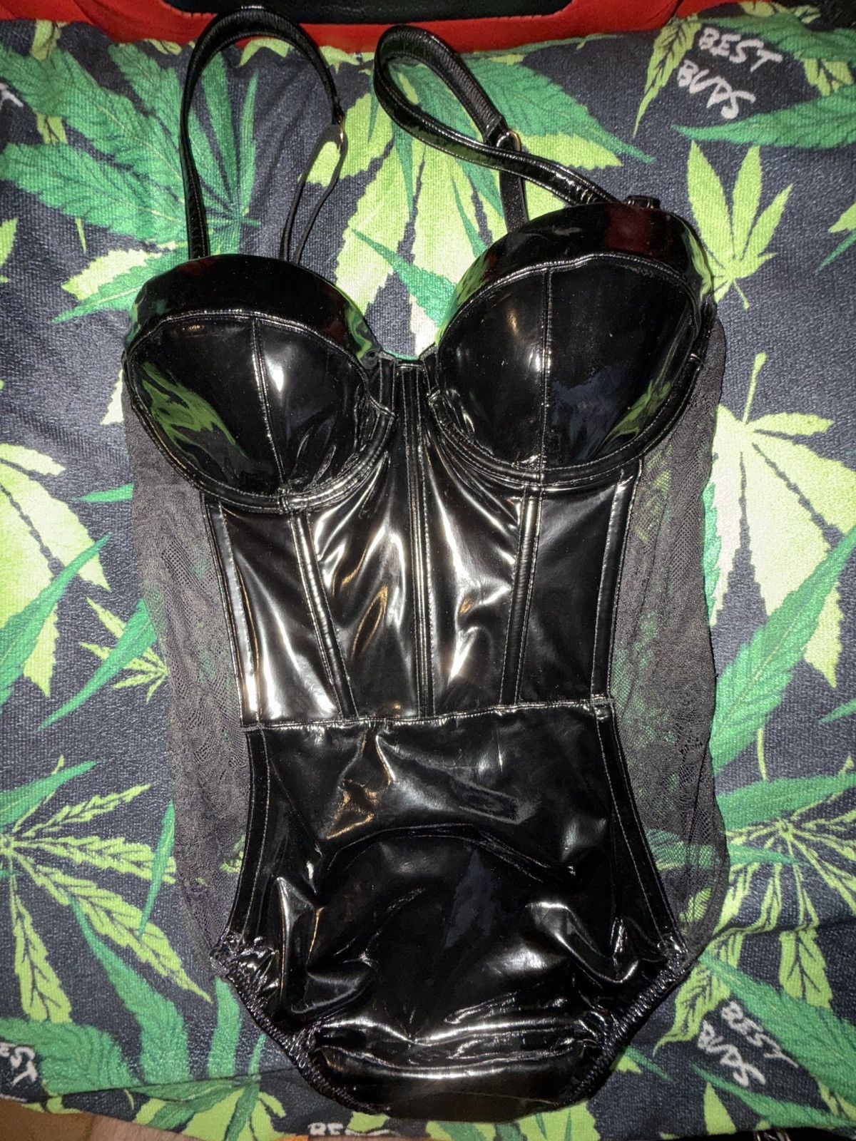 Pink Victoria’s Secret black latex Teddy bodysuit Size XS / US 0-2 / IT 36-38 - 1 Thumbnail