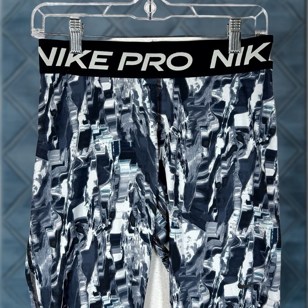 Nike Nike Pro Dri Fit Ankle Leggings Womens M Gray Blue Graphic Print Stretch Geometric Neon 27in Inseam Size 32" / US 10 / IT 46 - 1 Thumbnail
