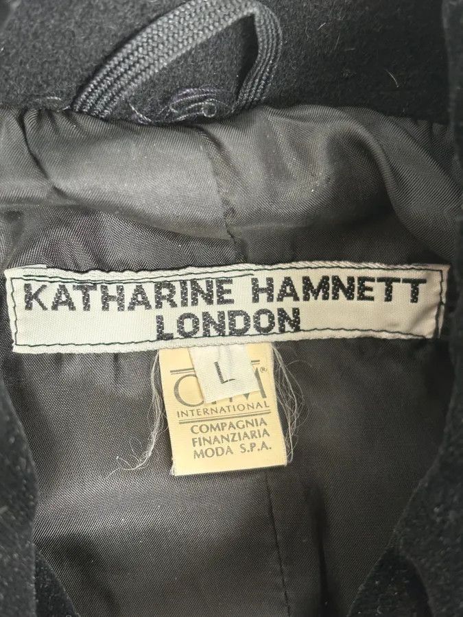 Katharine Hamnett London 1990s Katherine Hamnett Black Wool Classy Long Coat Size S / US 4 / IT 40 - 8 Thumbnail