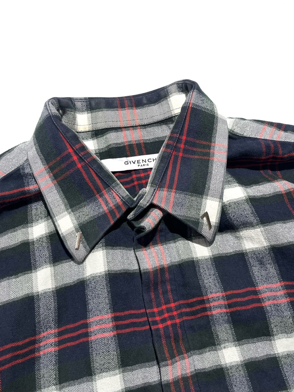 Givenchy Givenchy Navy Blue Checkered Studded Flannel Shirt Size US S / EU 44-46 / 1 - 2 Thumbnail