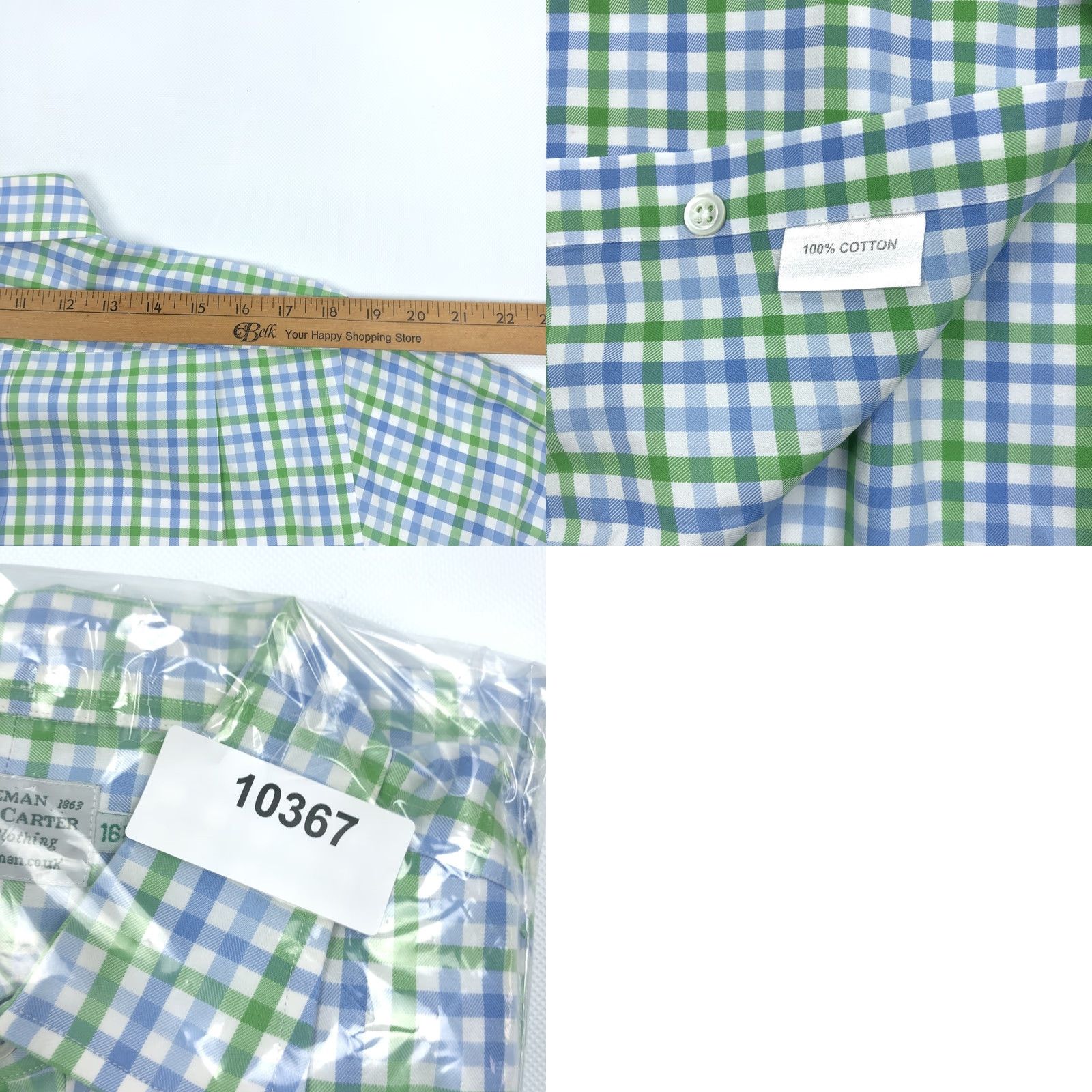 Vintage Pakeman Catto & Carter Button-Up Shirt Gingham Casual Business Travel Mens 16.5 XL Blue Green White Size US XL / EU 56 / 4 - 8 Thumbnail