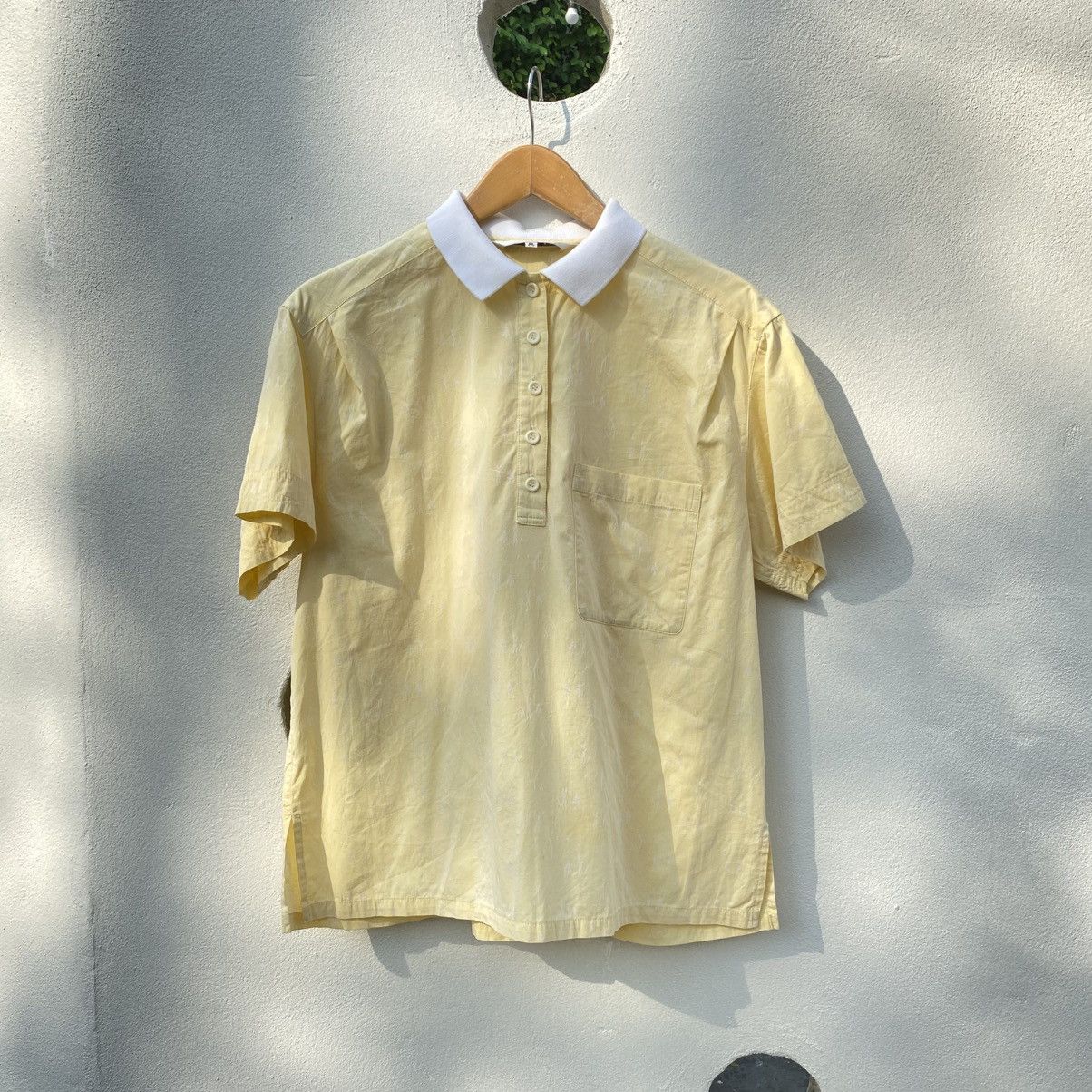 Dior Christian Dior Yellow Polo Shirt with White Collar & Accents Size M / US 6-8 / IT 42-44 - 1 Thumbnail