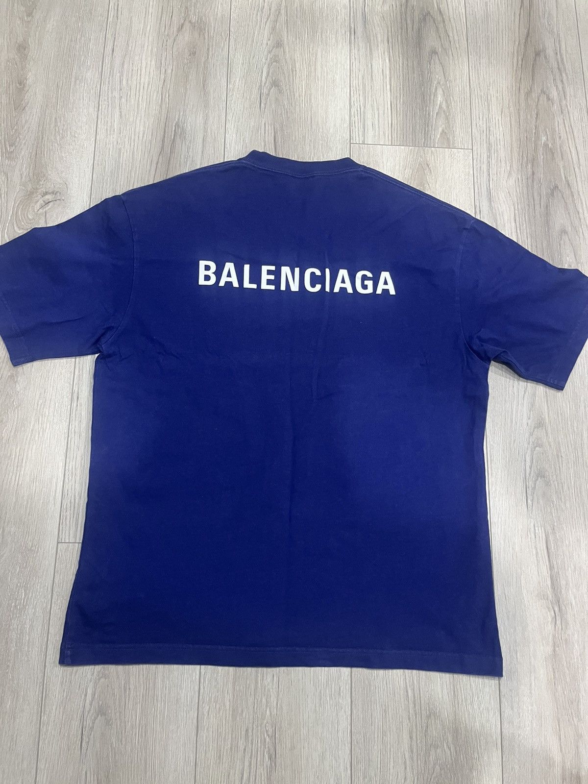 Balenciaga Balenciaga Logo Marine Blue Tee Size US M / EU 48-50 / 2 - 2 Thumbnail