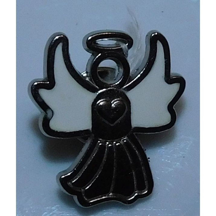 Other Angel Heart Silver Tone Lapel Pin With White Enamel Accents Size ONE SIZE - 4 Thumbnail