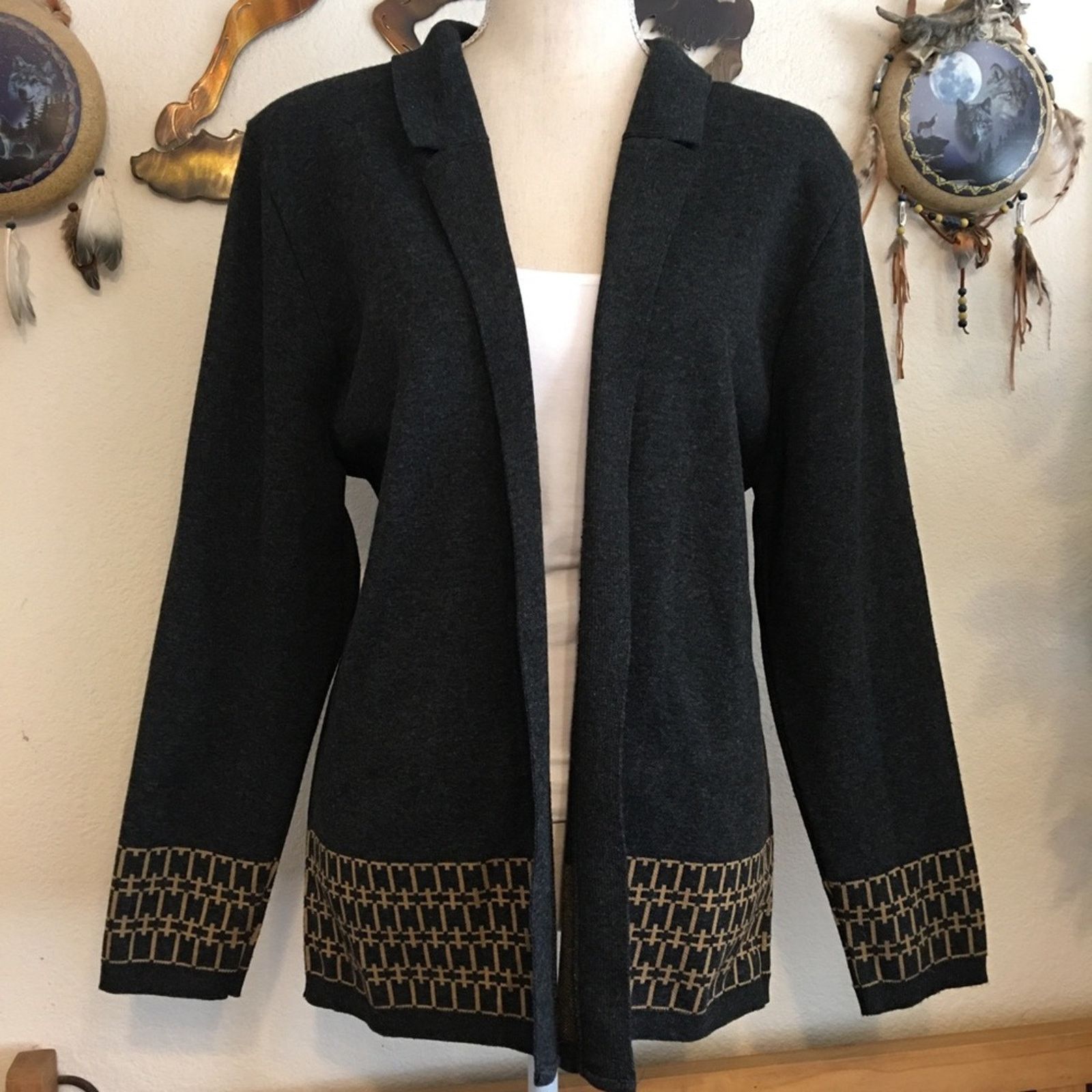 Vintage Vintage Alfred Dunner dark gray open front jacket Size M / US 6-8 / IT 42-44 - 1 Thumbnail