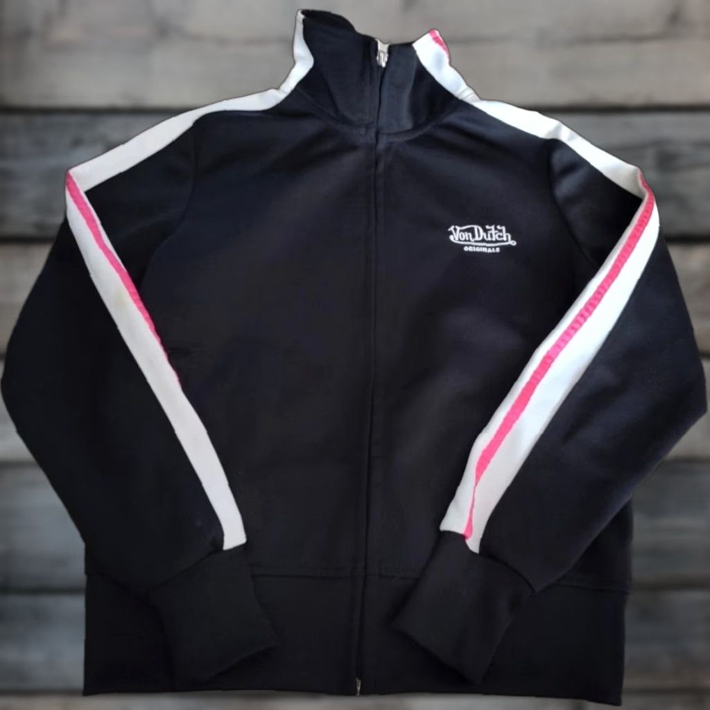 Von Dutch VINTAGE Von Dutch Track Jacket Black Pink White Size Large Full Zip Womens Size L / US 10 / IT 46 - 1 Thumbnail