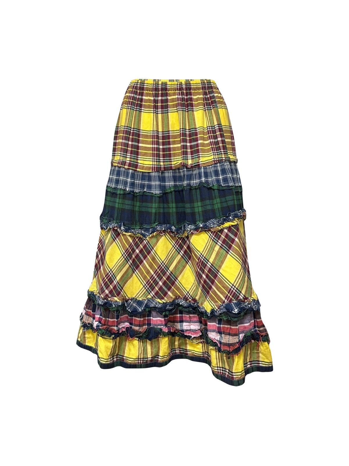 Comme des Garcons COMME DES GARÇONS Patchwork Checkered Flared Midi Skirt Size 27" / US 4 / IT 40 - 1 Thumbnail