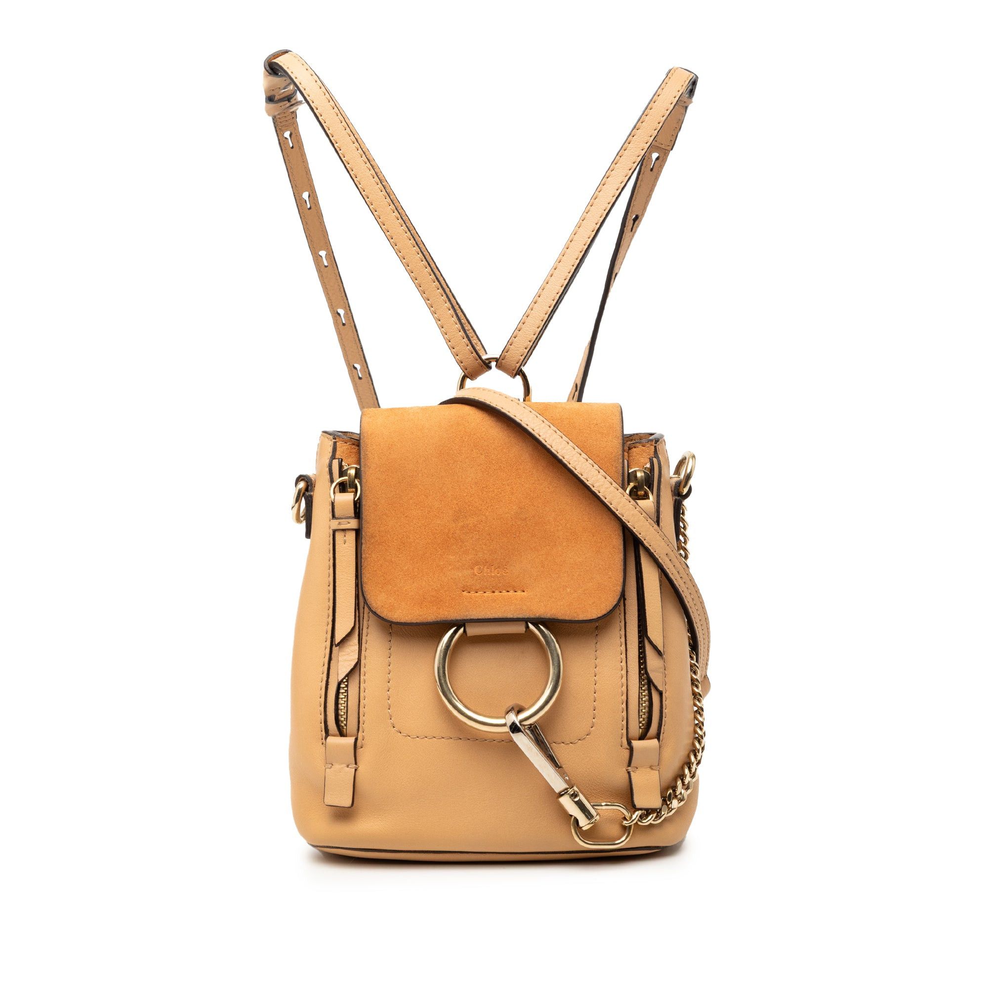 Chloe Mini Calfskin and Suede Faye Backpack Size ONE SIZE - 1 Thumbnail