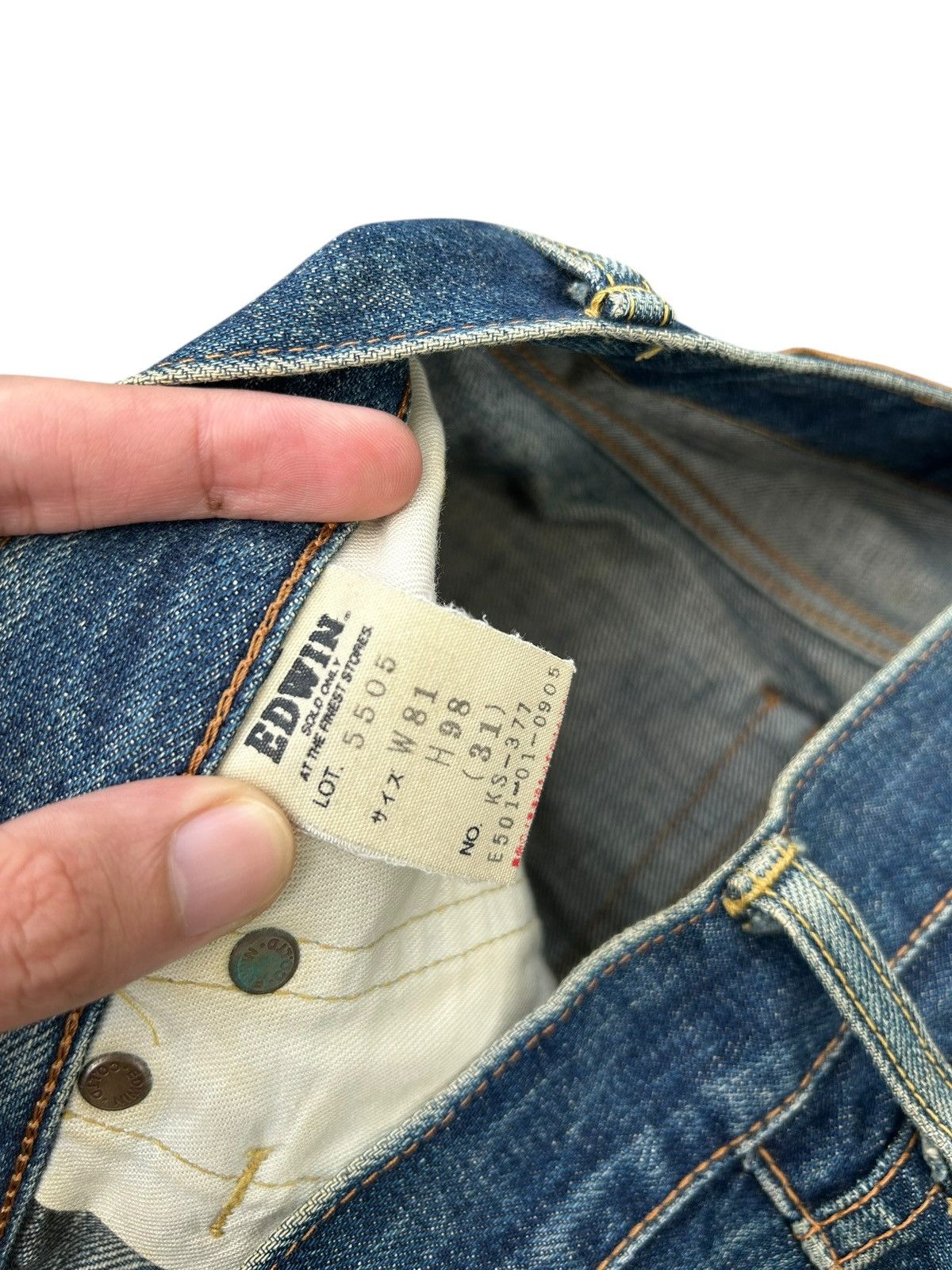 Kapital VINTAGE EDWIN 505X SELVEDGE RUSTY DISTRESSED DENIM JEANS Size US 32 / EU 48 - 8 Thumbnail