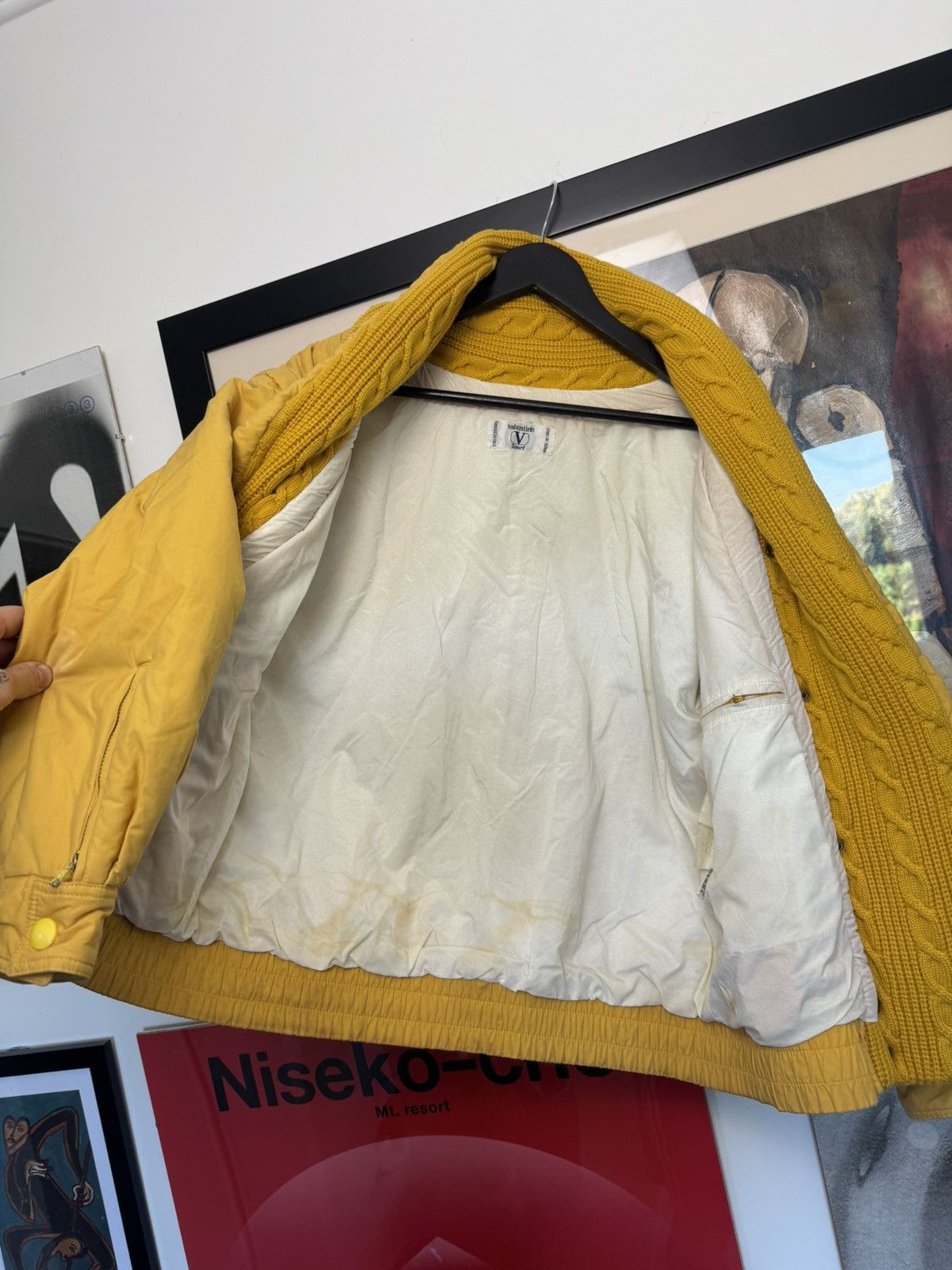 Valentino Vintage 90s Valentino Sport Knitted Jacket Yellow Designer Size S / US 4 / IT 40 - 6 Thumbnail