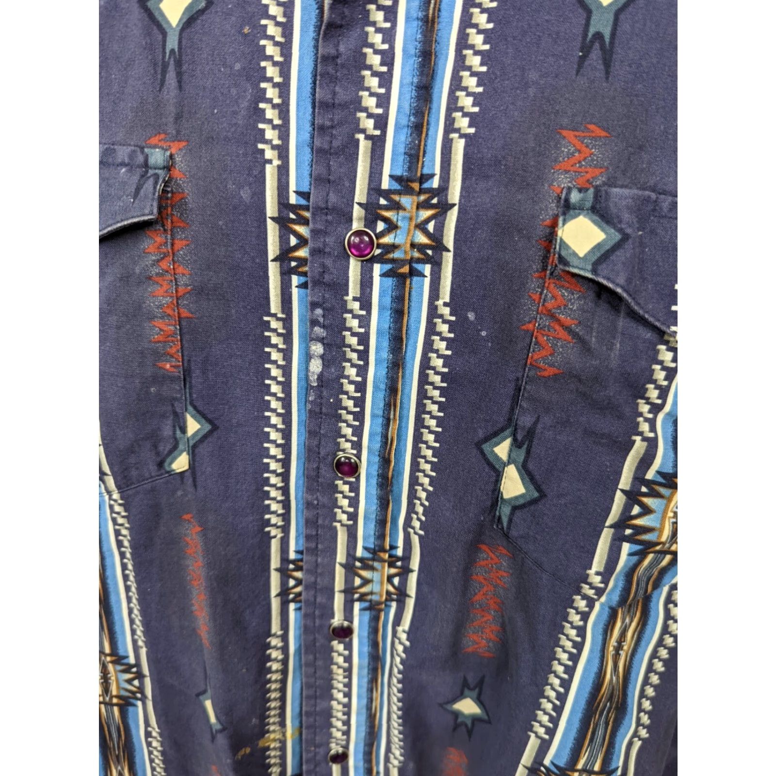 Vintage VINTAGE Panhandle Slim Southwestern Aztec Pearl Snap Long Sleeve Shirt 2XL Blue Mens XXL L7S Size US XXL / EU 58 / 5 - 5 Thumbnail