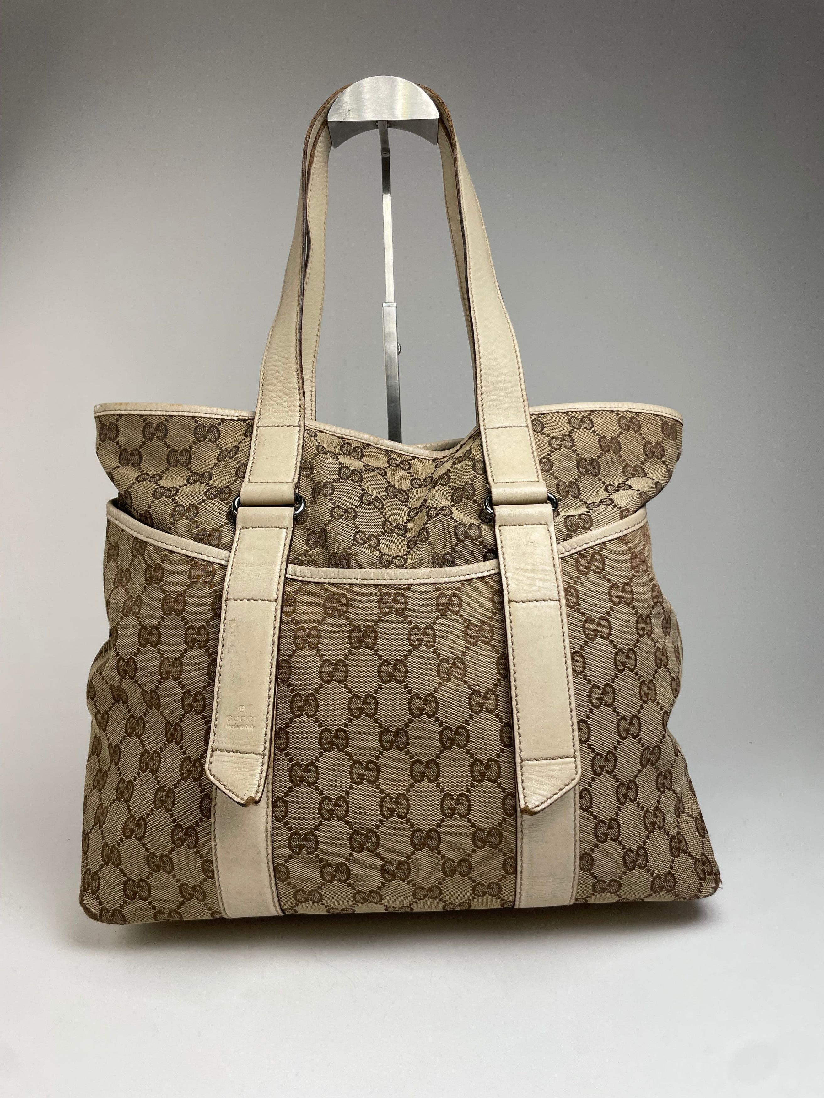 Gucci Vintage Monogram Handbag Beige Brown White Size ONE SIZE - 1 Thumbnail