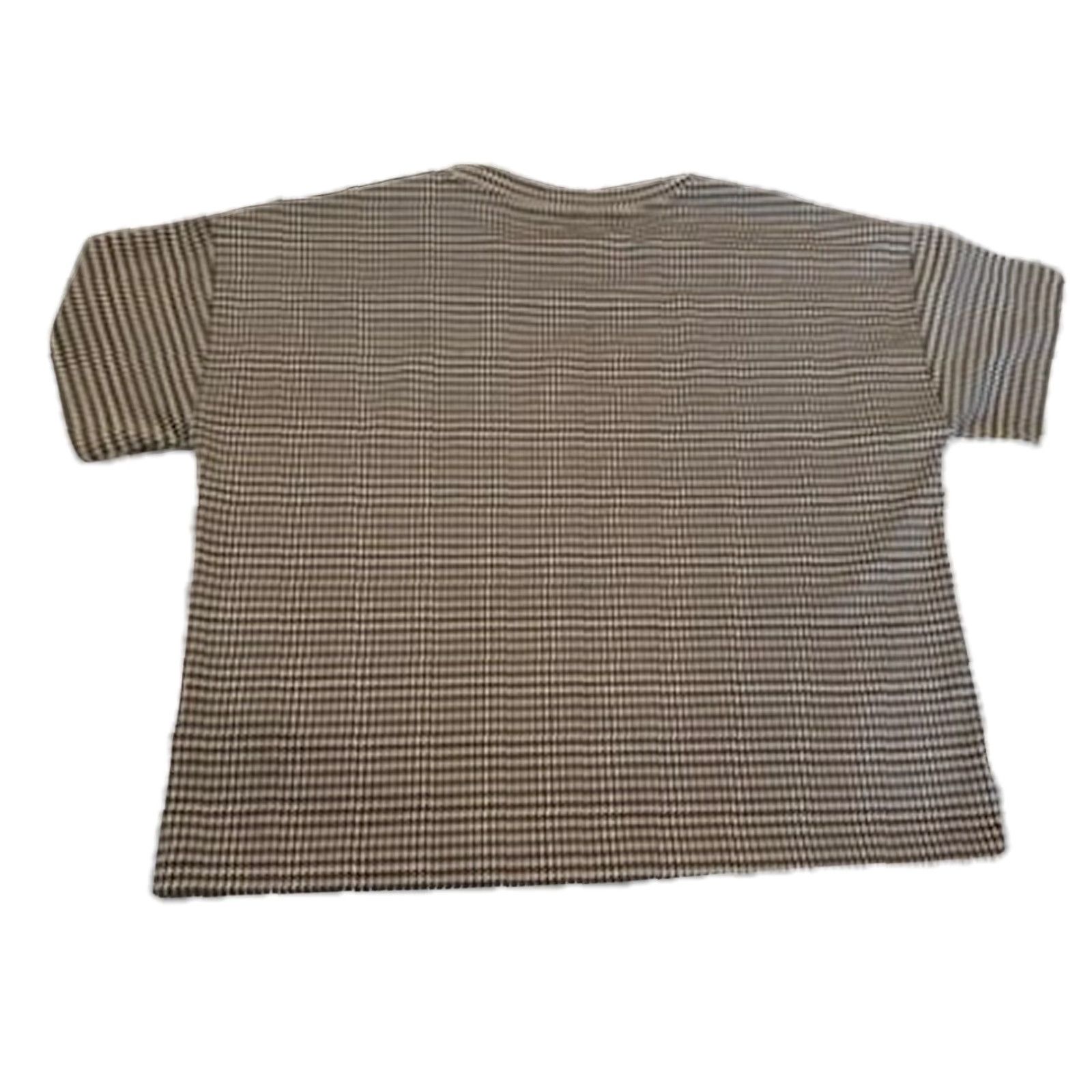 Ralph Lauren Lauren Ralph Lauren Black Label Top Houndstooth Brown Black Logo Buttons Sz XL Women, Basic Knit, Short Sleeve, Machine Washable Size XL / US 12-14 / IT 48-50 - 4 Thumbnail
