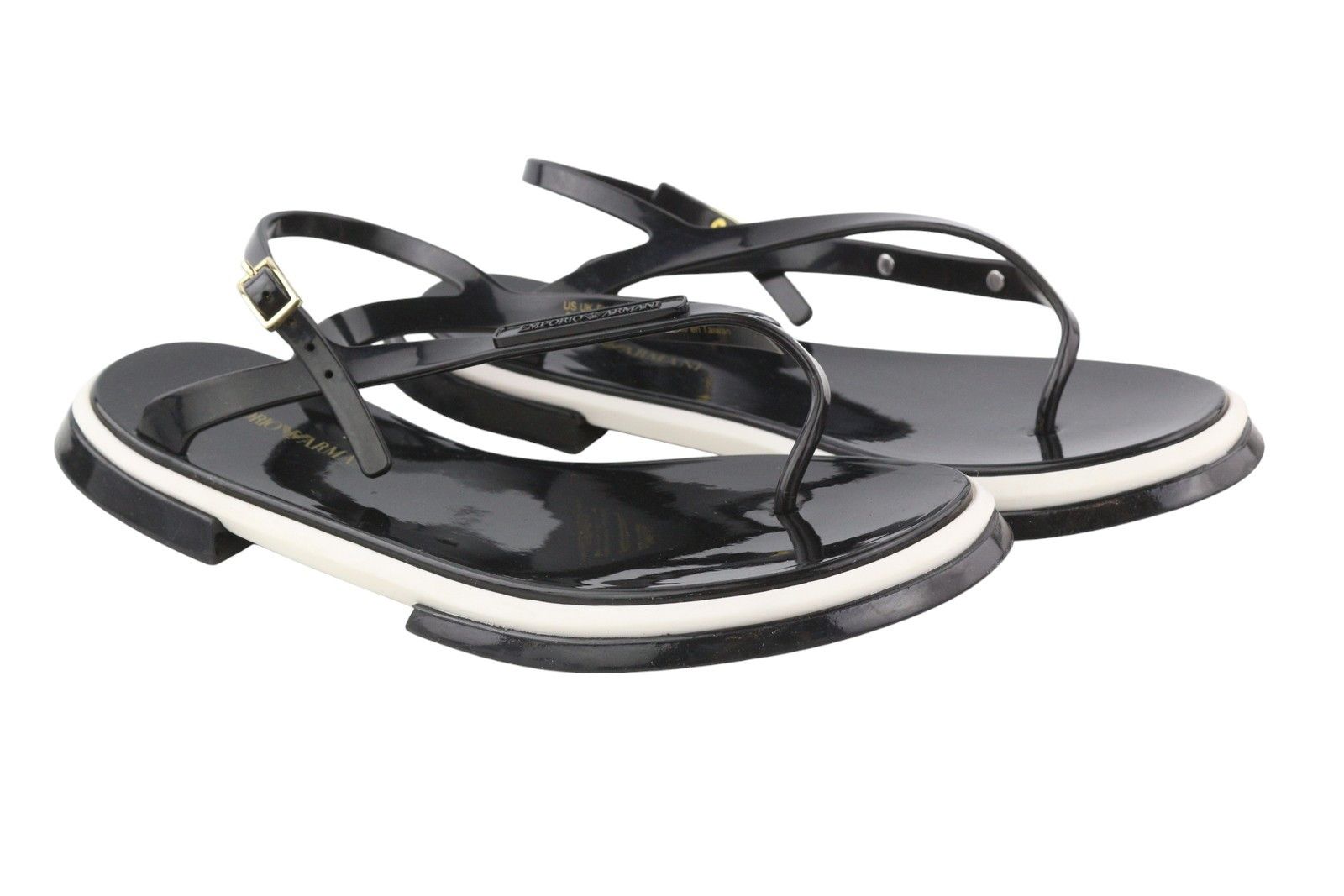 Emporio Armani EU37 Black Jelly Thong Slingback 84786 Size US 6 / IT 36 - 1 Thumbnail