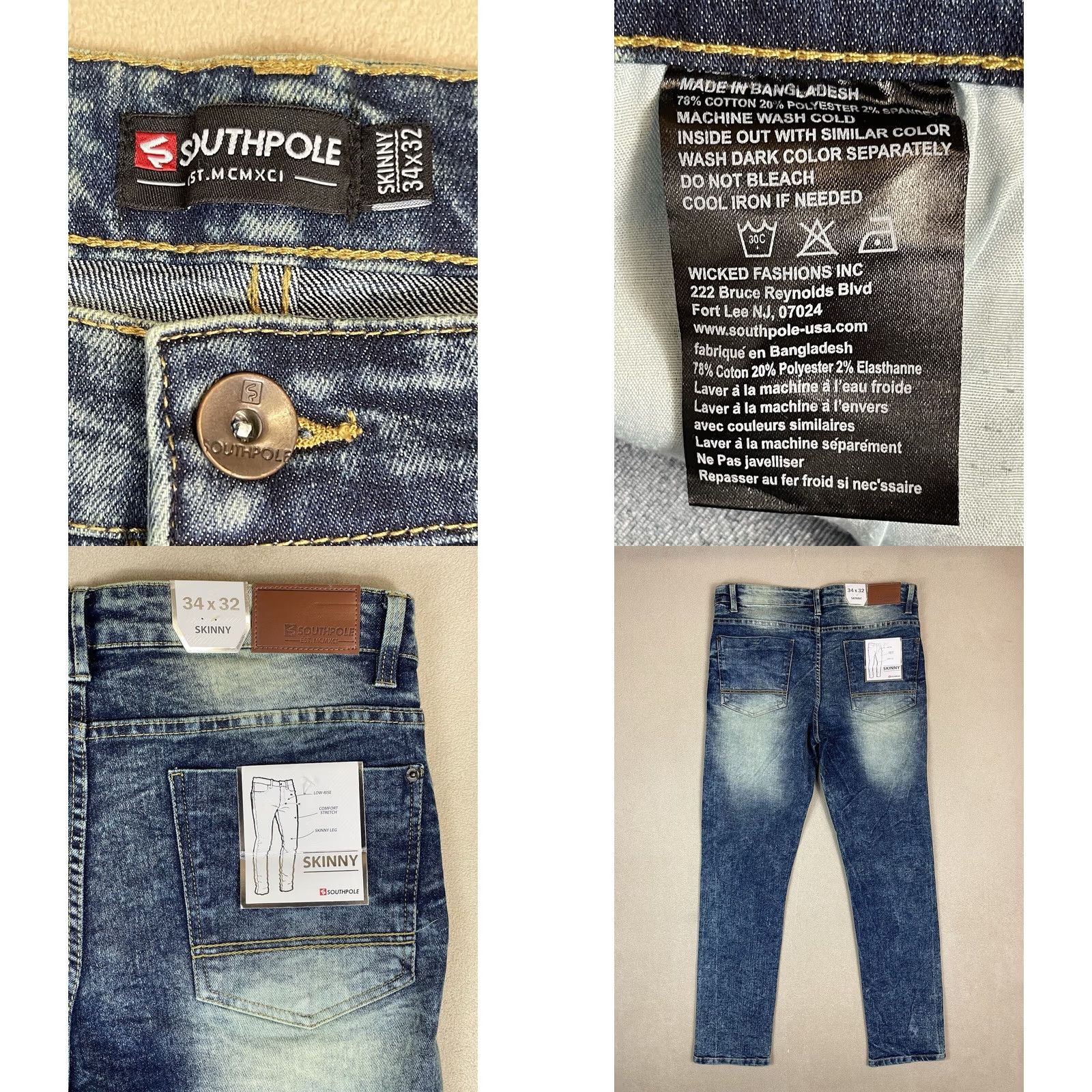 Southpole Southpole Jeans Adult 34x32 Blue Skinny Denim Casual Preppy Low Rise NWT Mens Size US 34 / EU 50 - 8 Thumbnail