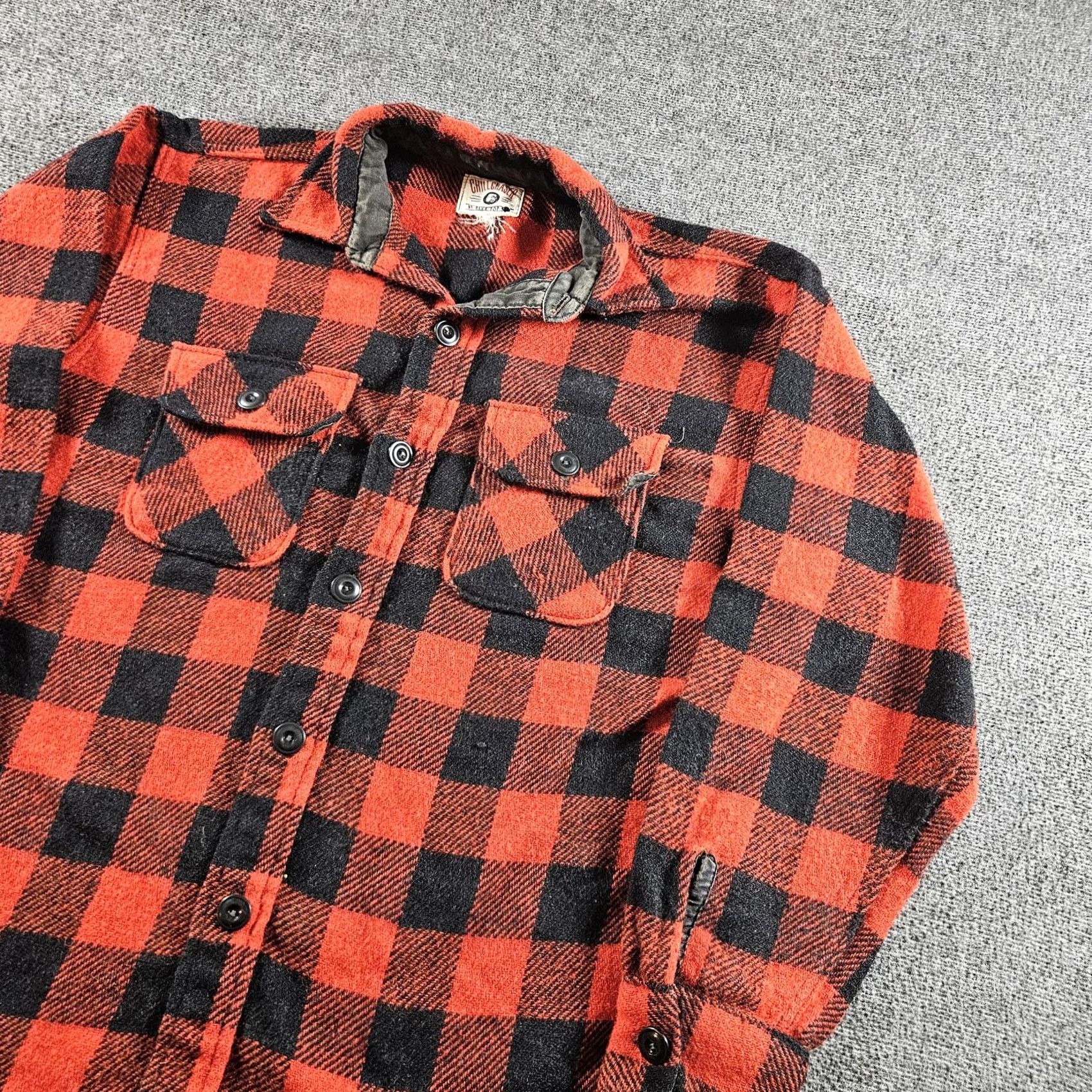 Vintage Chill Chaser Shirt Mens Large Red Black Buffalo Plaid Flannel Workwear 60s Plaid Outdoor Pockets Button-Up Size US L / EU 52-54 / 3 - 2 Thumbnail