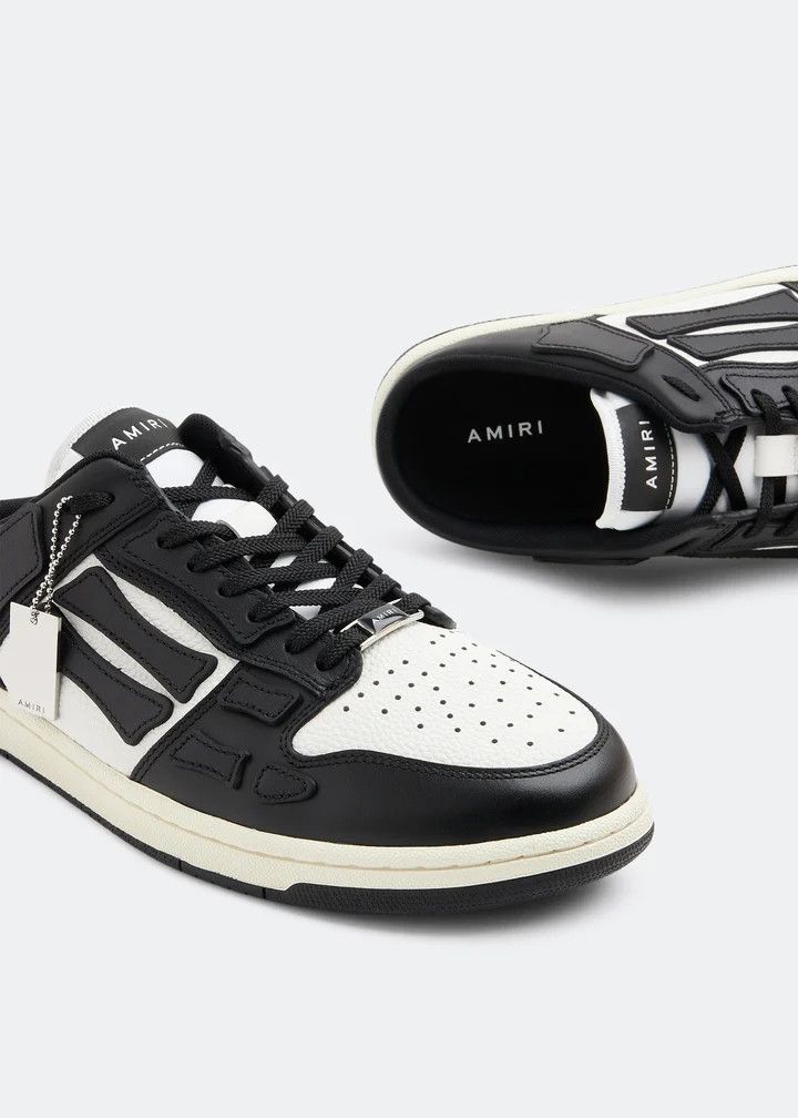 Amiri o1gr1nt0426 Skel Low-Top Slip On Sneakers in Black/White Size US 11 / EU 44 - 4 Thumbnail